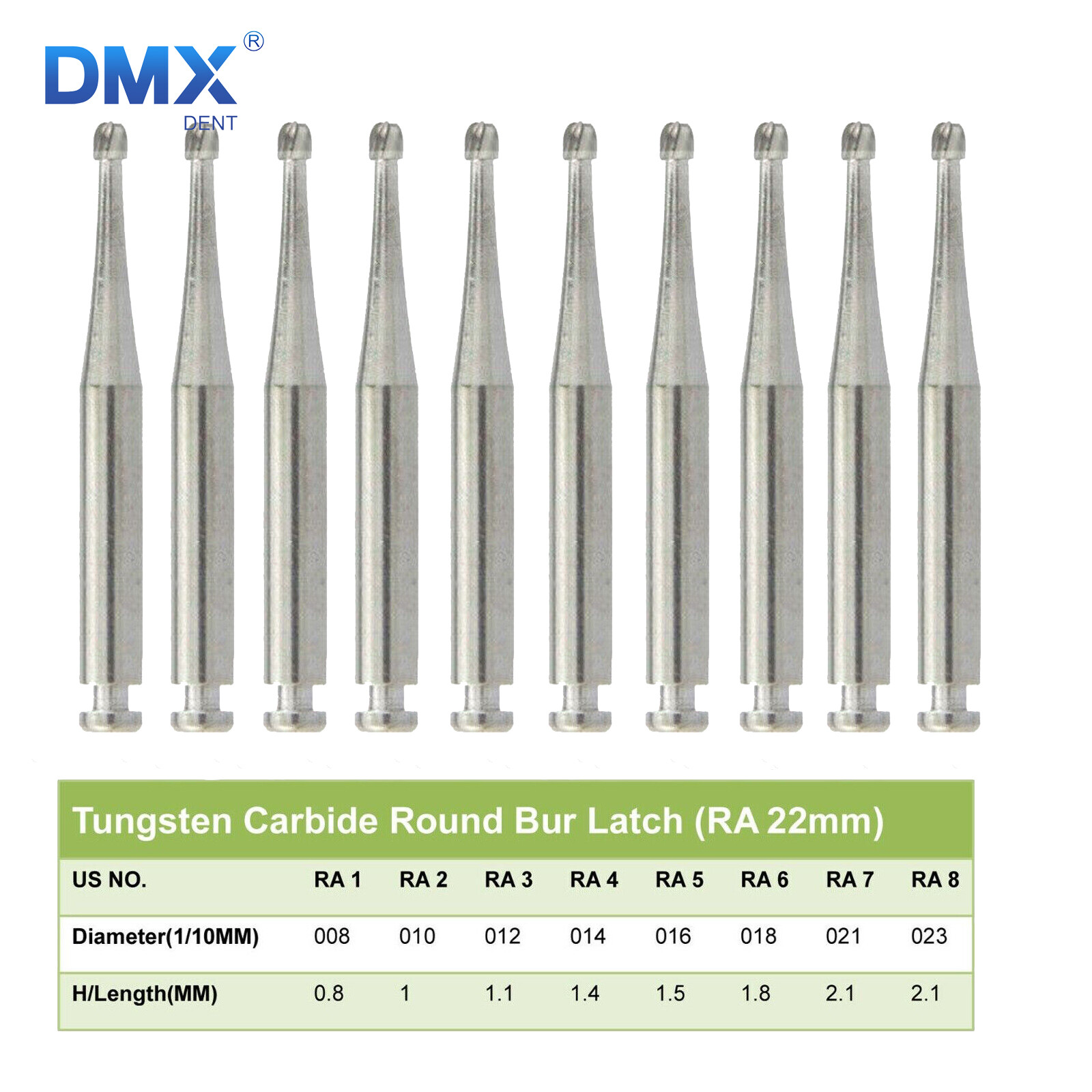 Round Carbide Burs for Slow Speed Latch RA (Choose Your Size & Qty) 22mm 26mm A