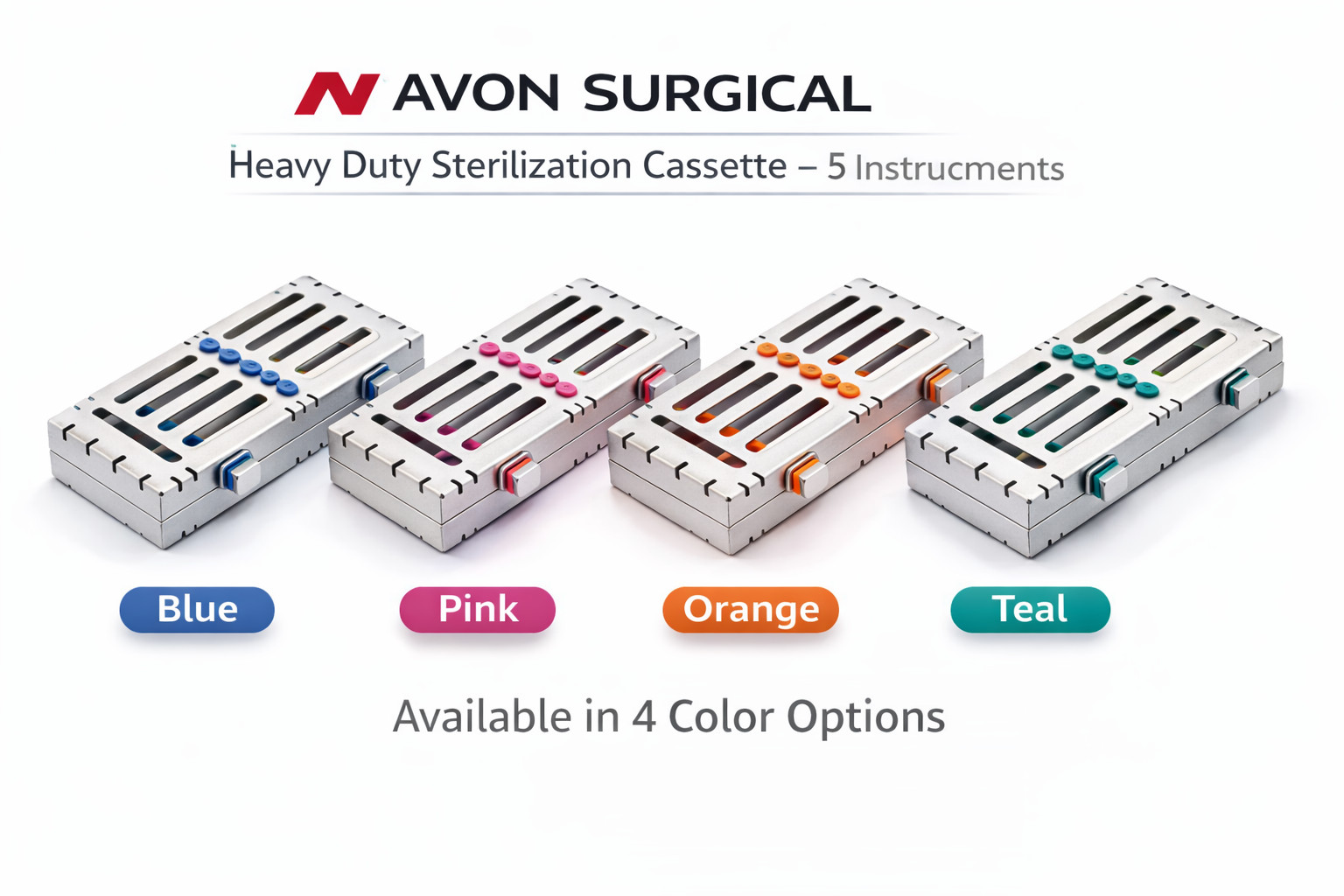 DETACHABLE STERILIZATION CASSETTE WITH DOUBLE BUTTONS 5 SLOT GERMAN GRADE