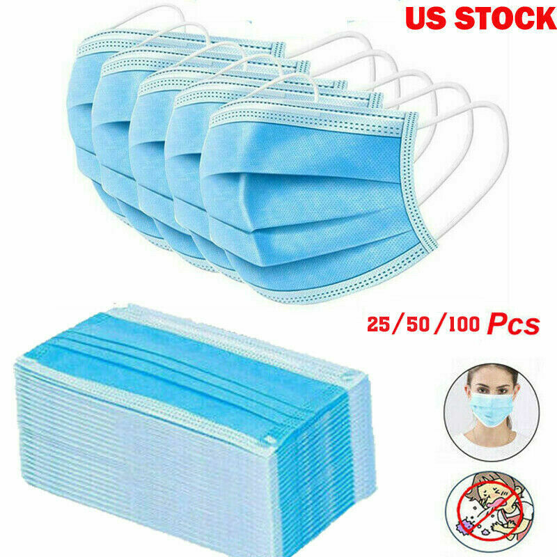 50/100/500 3 Ply Ear loop Face Mask Non Medical Surgical Dental Disposable Masks