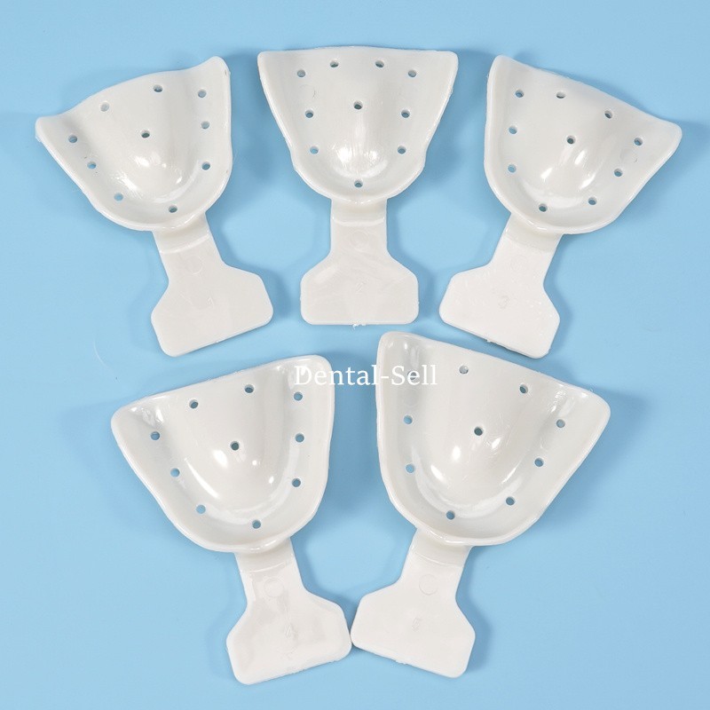 Dental Impression Trays Edentulous Jaw Frame Cut Back Plastic Tray White 17 pcs