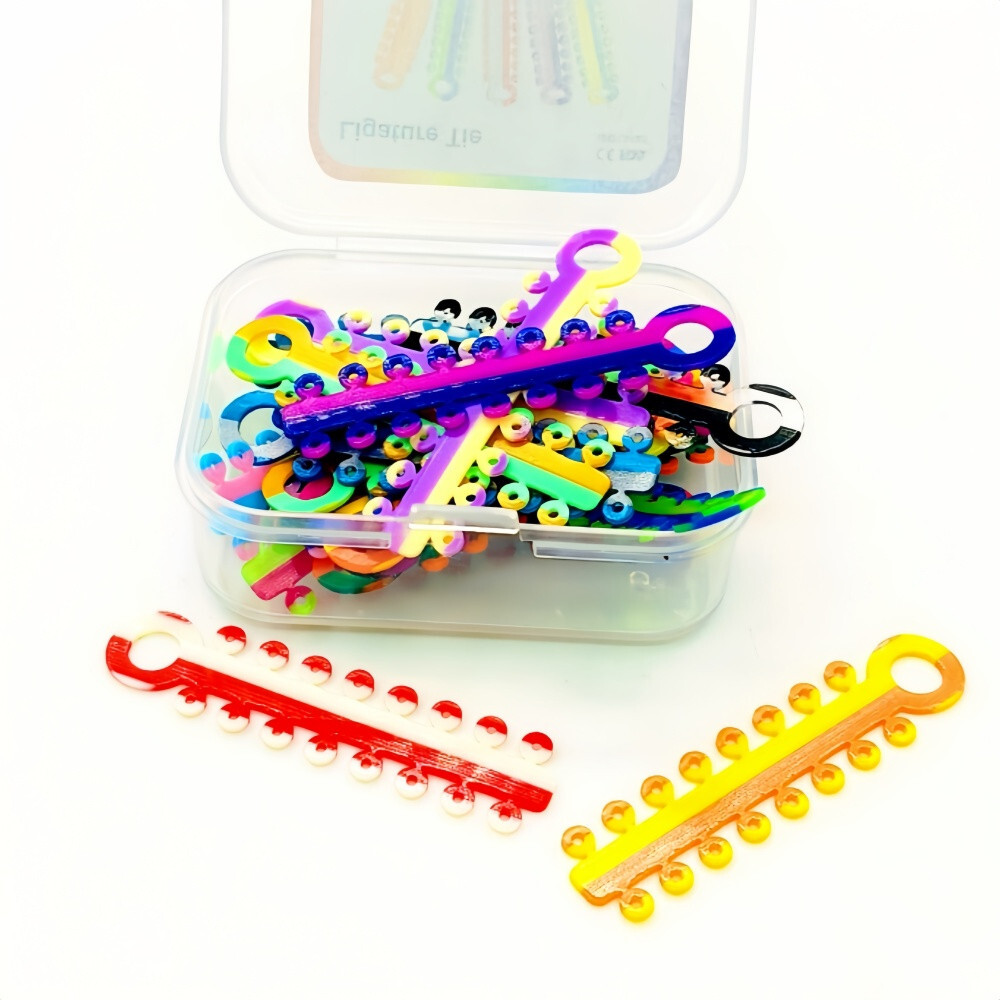 2 Sizes Dental Orthodontic Ligature Ties Elastic Rubber Band Brace Mixed Color