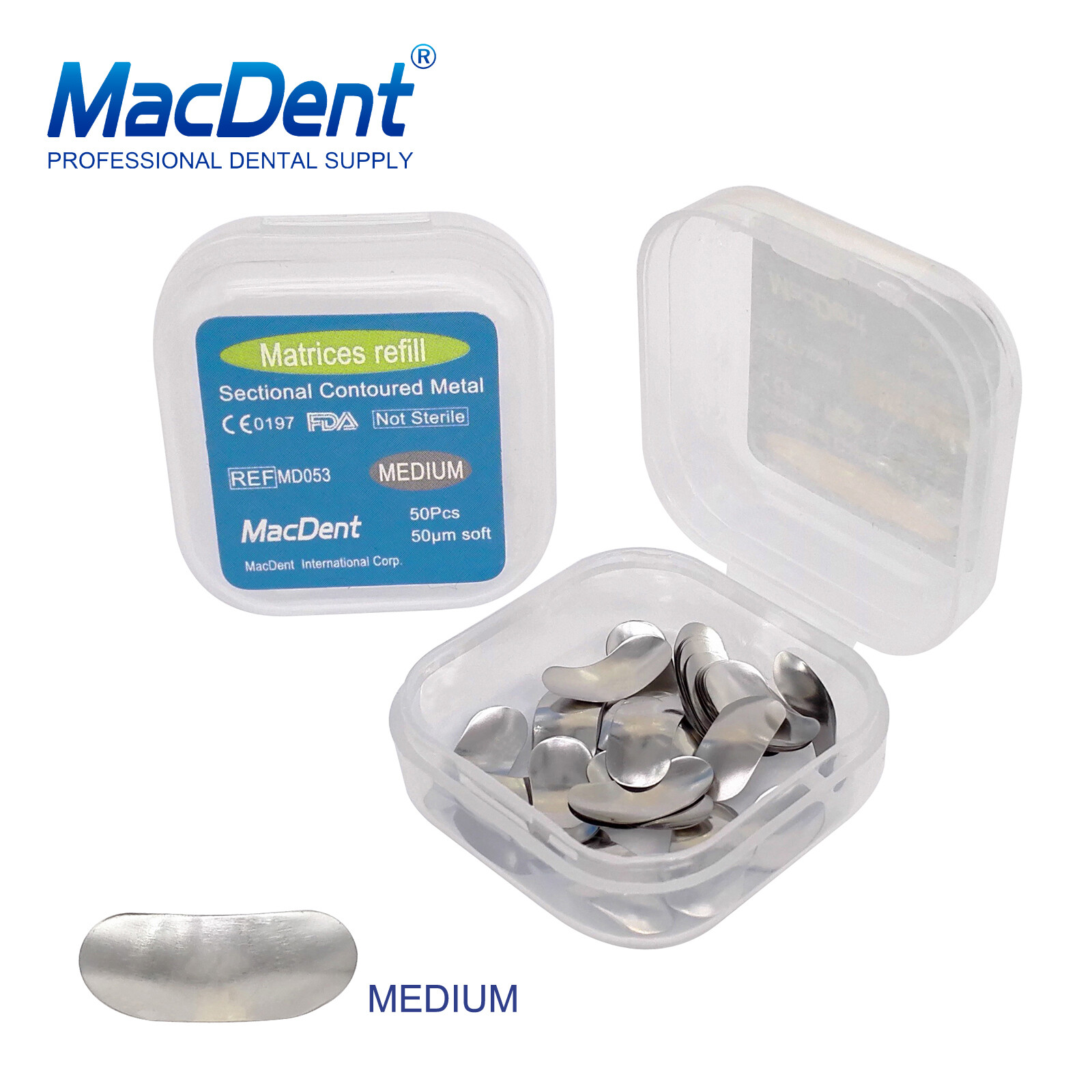 50Pcs/box MacDent Dental Sectional Contoured Matrices Matrix Bands Refill S/M/L