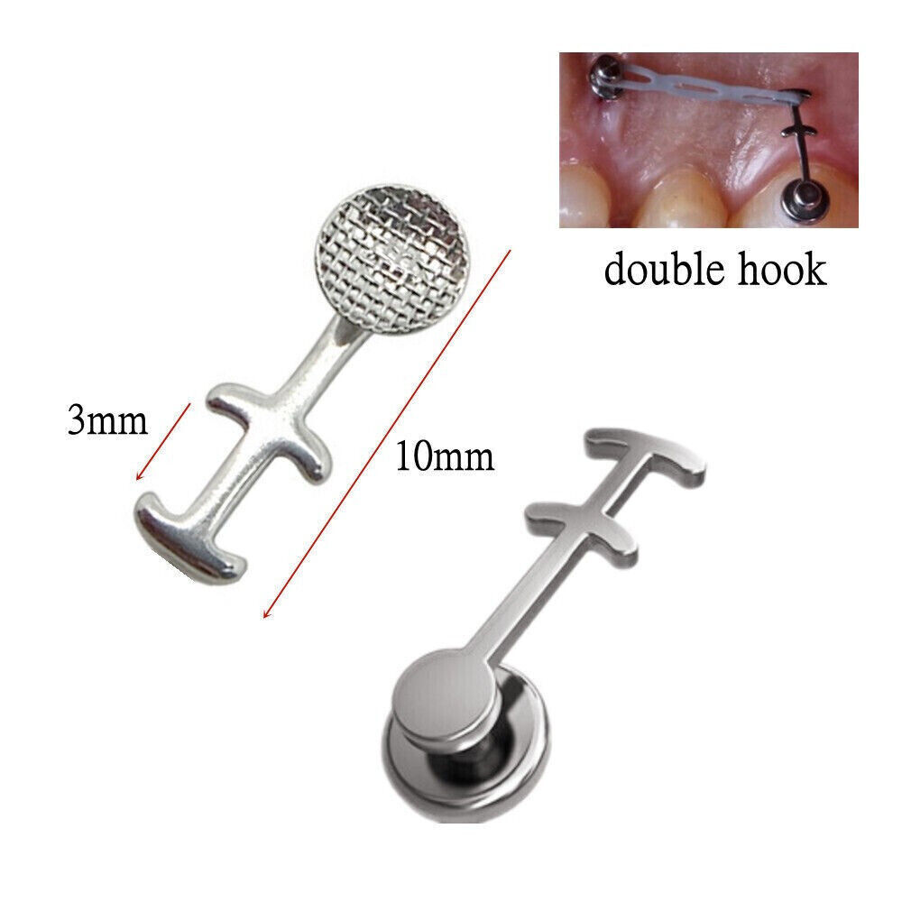 Dental Orthodontic Bondable Crimpable Round Multi-hook Double Lingual Button