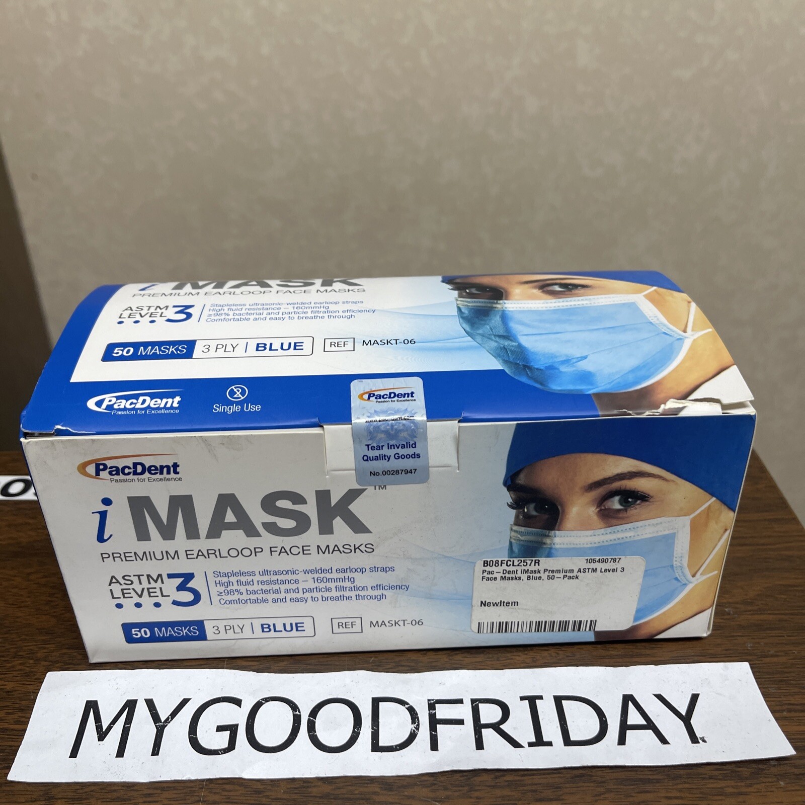 3Ply iMask Blue Premium non-woven Earloop 50 Face Mask ASTM Level 3 BFE&PFE ≥98%