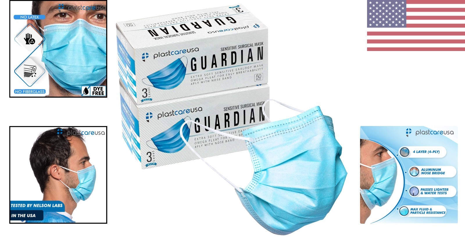 100 Blue 4-Ply ASTM Level 3 Face Masks – Tested & Latex Free for Ultimate Safety
