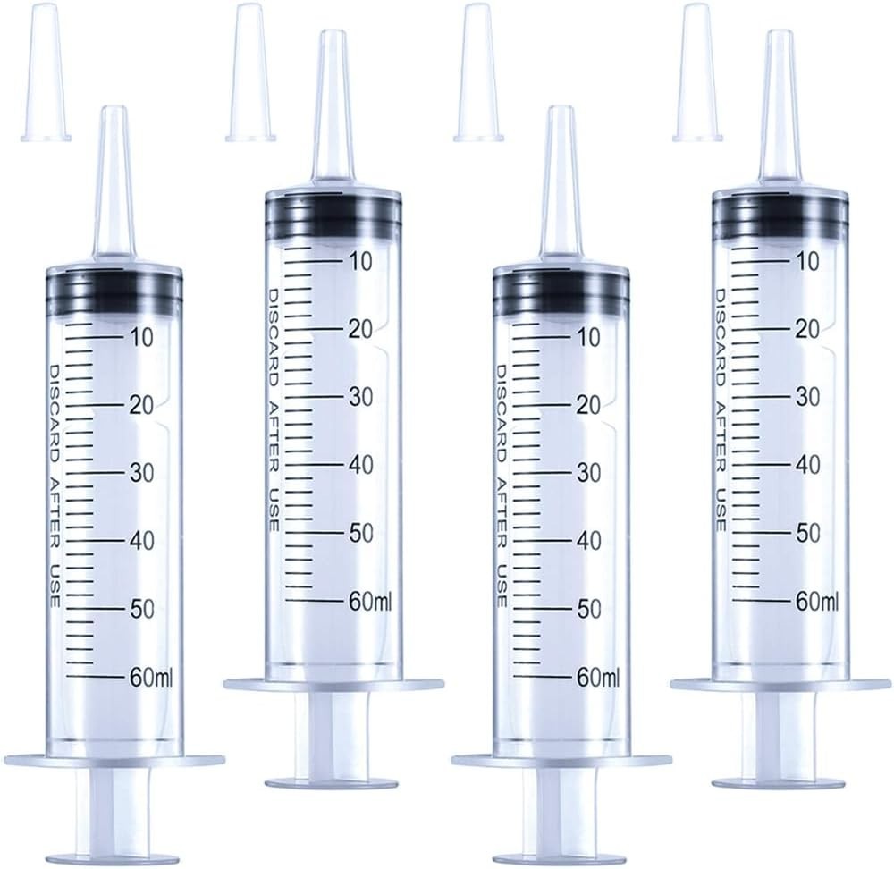 4 Pack 60Ml Large Syringe for Liquid with Tip Cap, Plastic Liquid Syringes Indiv