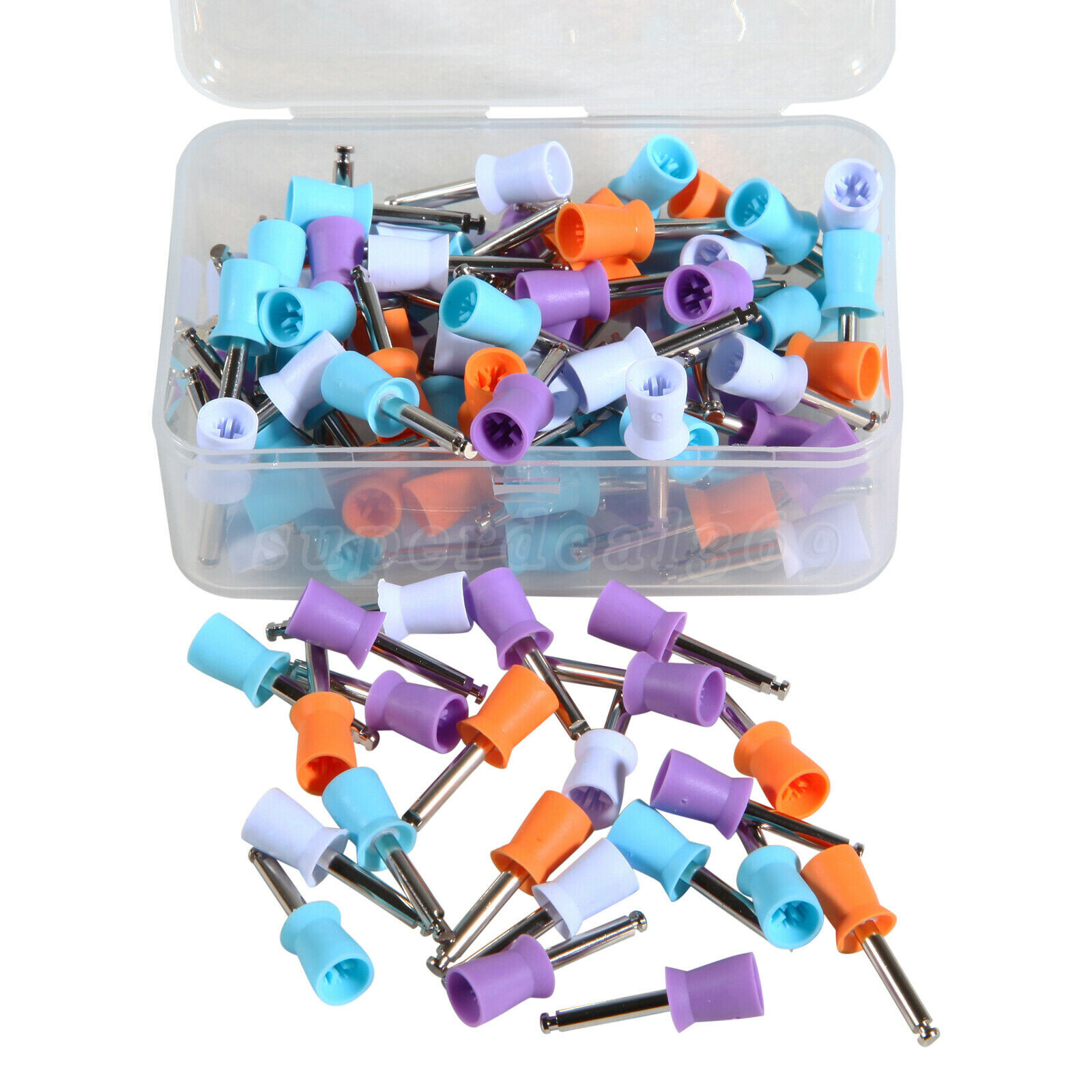 100 Dental Latch Type Paste Prophy Polishing Cups Soft Silicone Colorful Tips