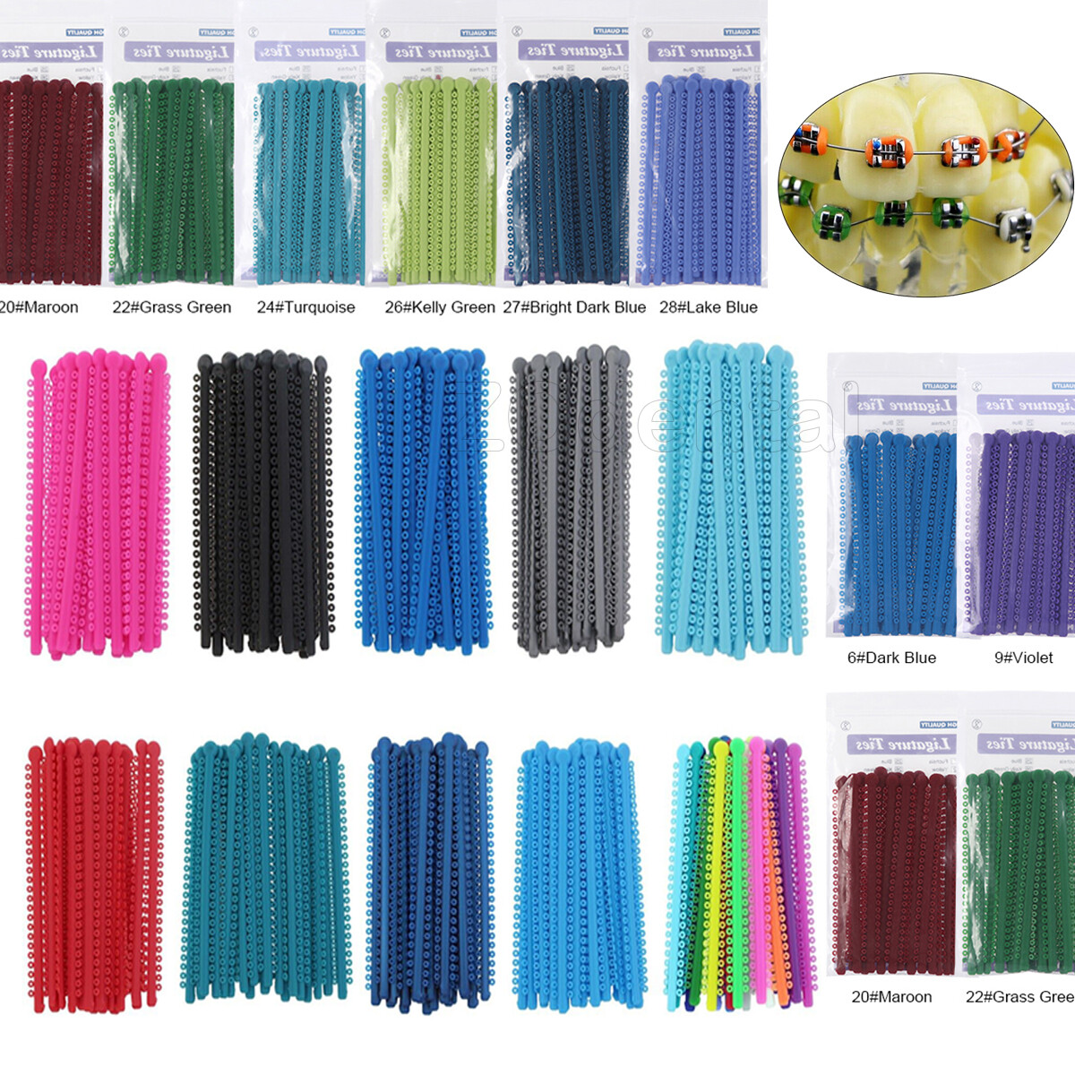 1000Pcs Dental Elastic Ligature Ties Rubber Power Bands for Orthodontic Braces