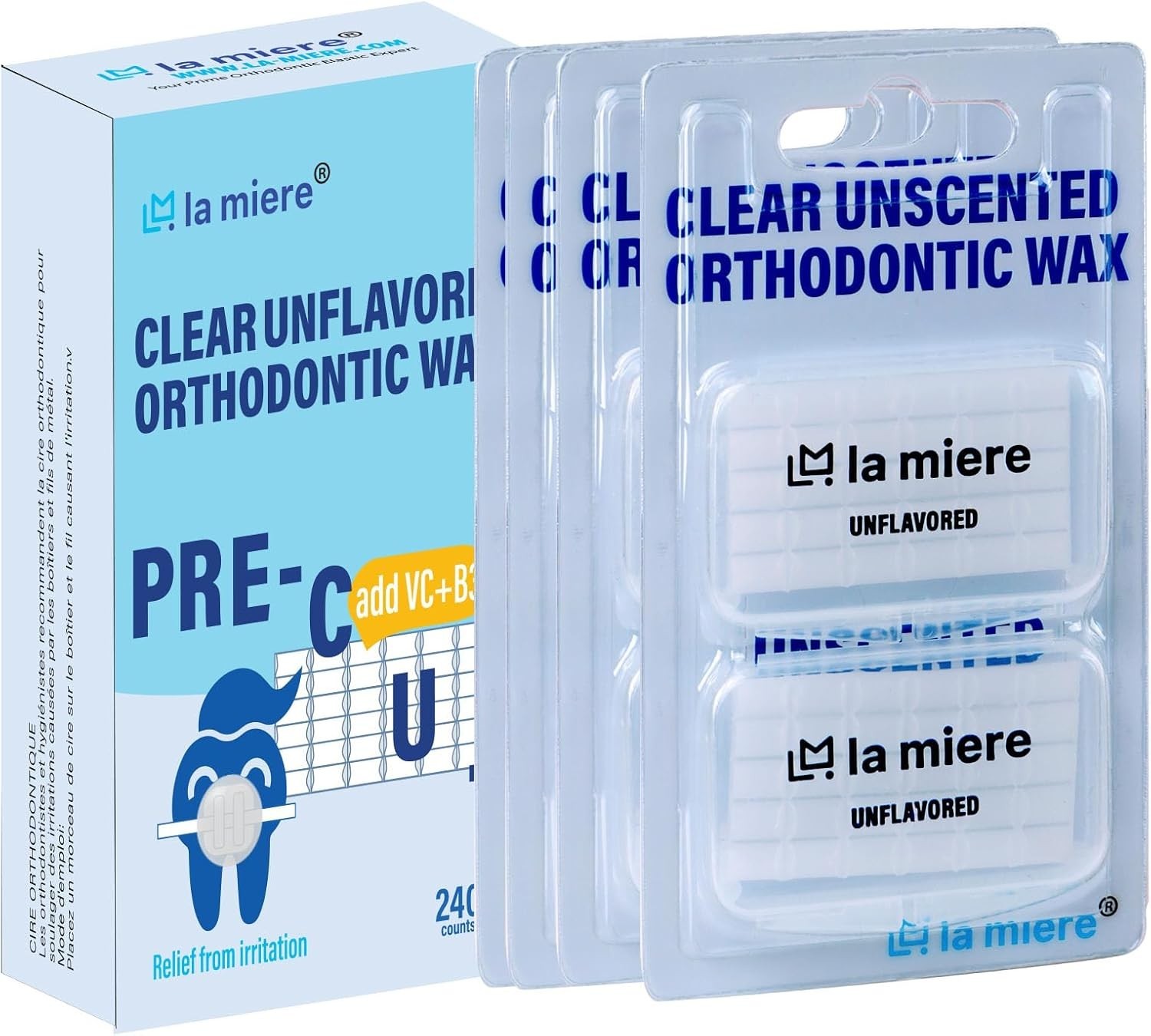 LA MIERE 8 Boxes Pre-Cut Food Grade Dental Wax Orthodontic Wax Unscented MED089
