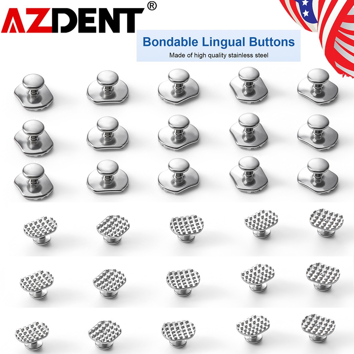 10pcs Dental Ortho ortodoncia Bondable Lingual Button monobloque Rectangular