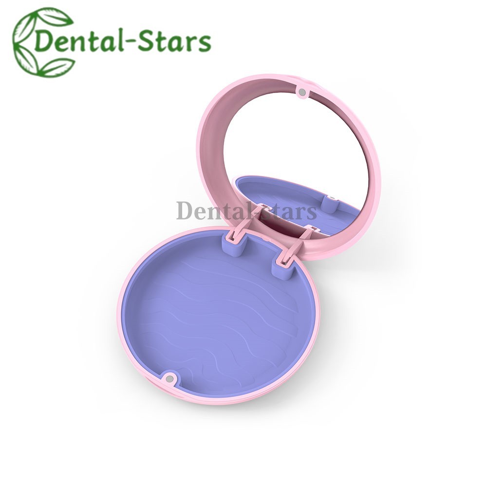 1Pcs Dental Retainer Case With Mirror Denture Storage Box Mouthguard Container