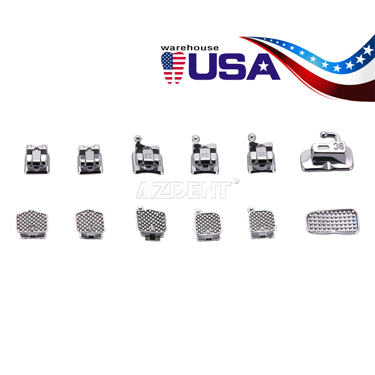 AZDENT Dental Ortho Super Elastic Niti Arch Wires Round /Self-ligating Brackets