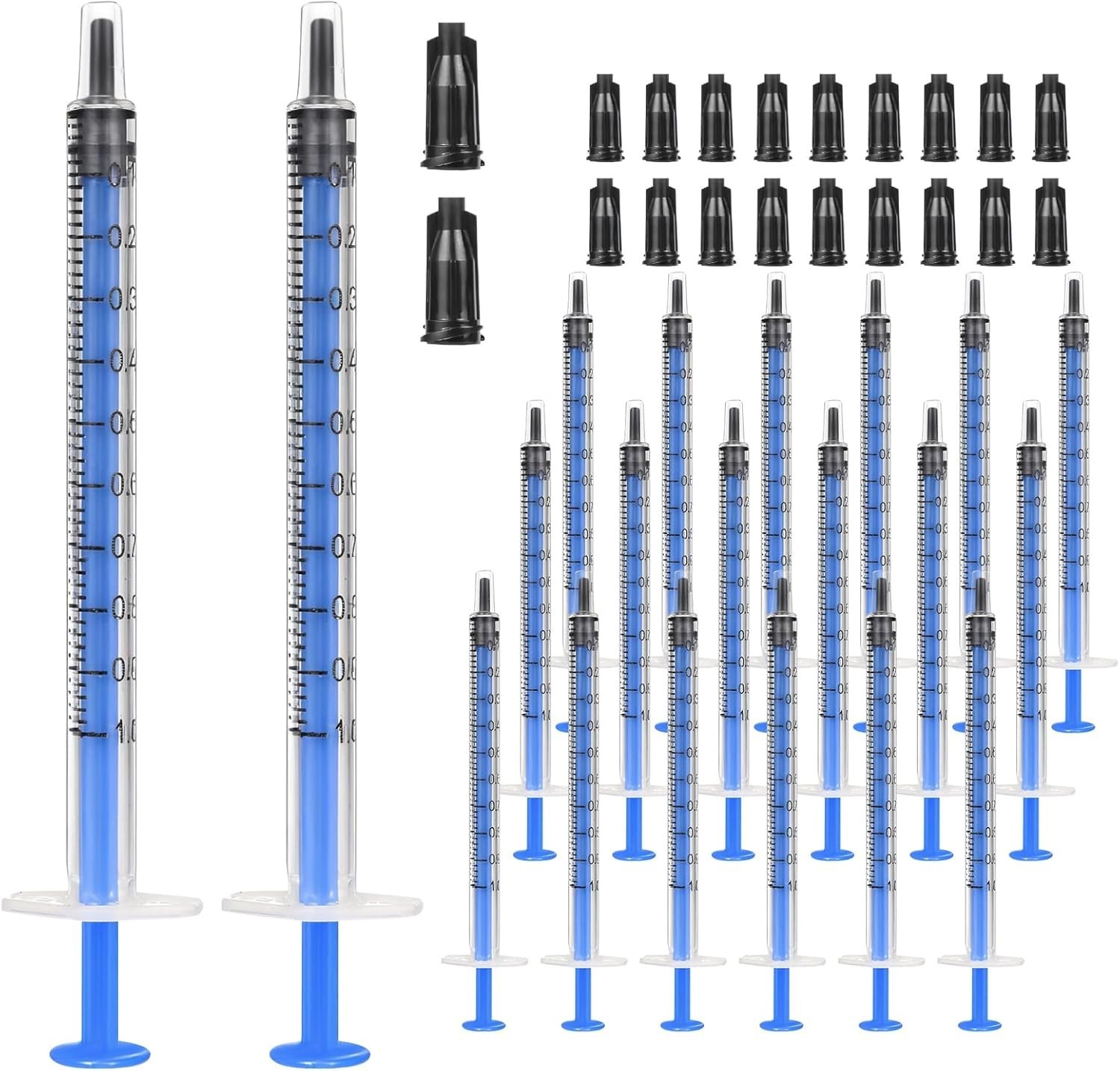 20 Pack 1ml Syringe with Cap for Liquid, 1cc Plastic Small Syringes with Cover