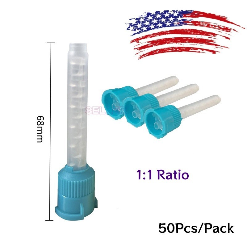50/PK Dental Mixing Tips 1:1 Ratio Short For Heavy Body Impression Material USA
