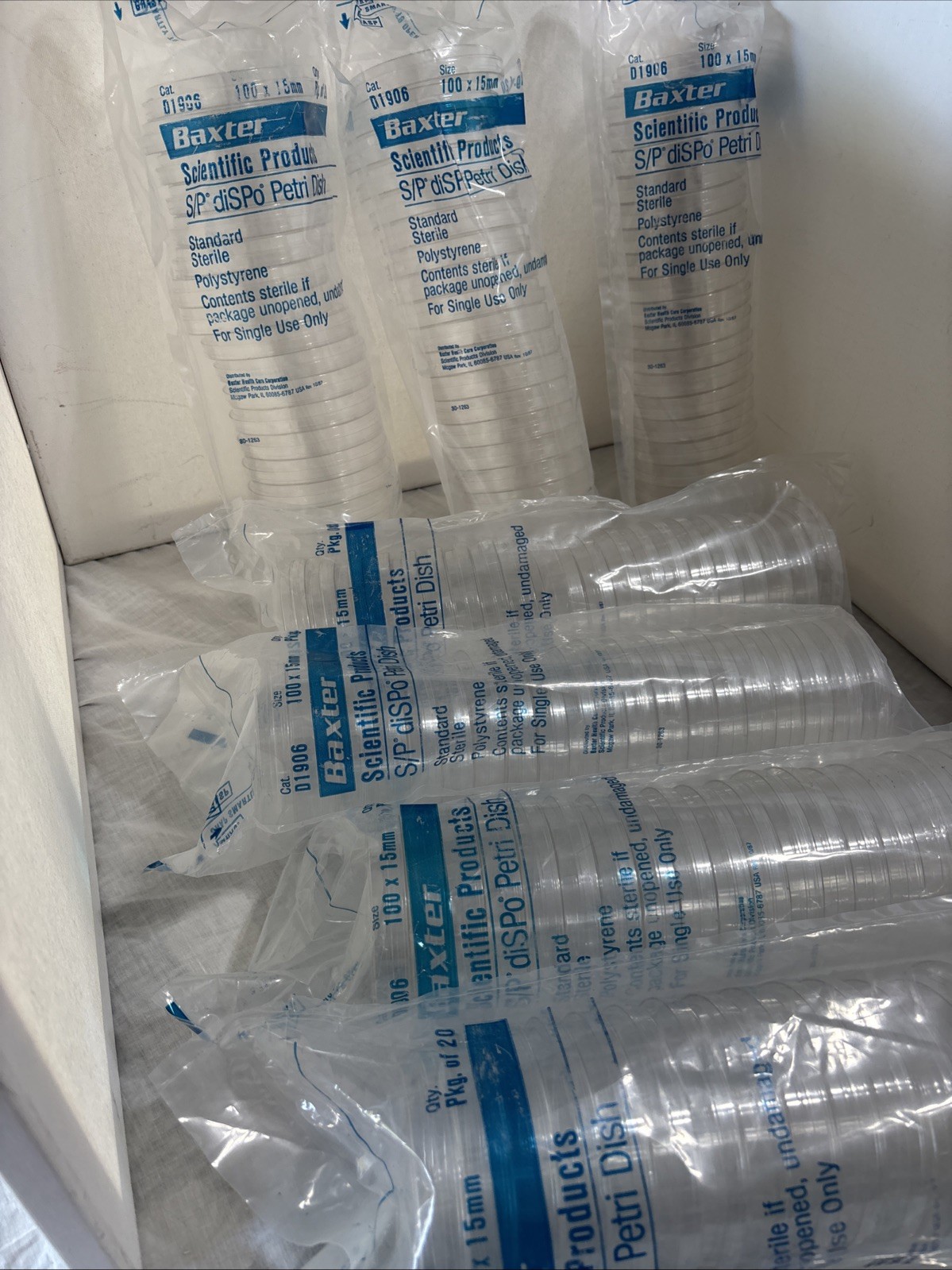 Baxter Polystyrene Sterile Petri Dishes Lot 7 Packs of 20 Total 140