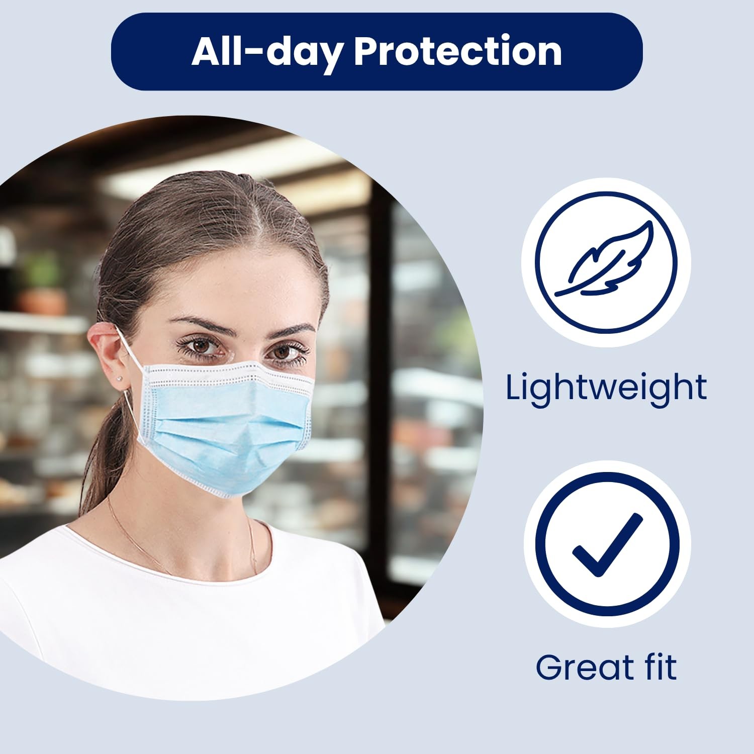 USA Blue Face Mask, Disposable – Face Masks Medical Grade (ASTM Level 1), 3 P…