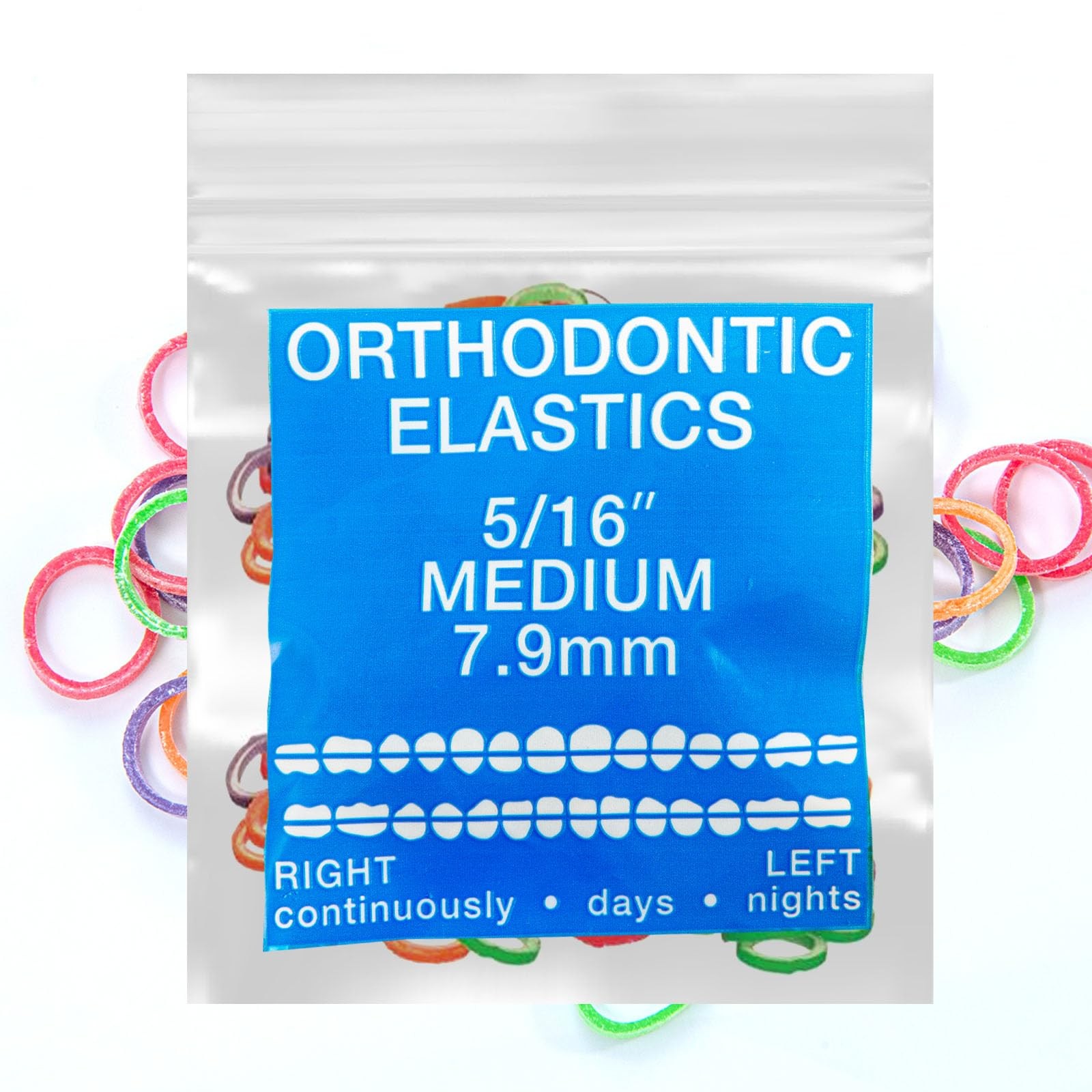 Neon Latex 100 counts Intraoral Elastic Bands Orthodontic Elastics Dental Rub…
