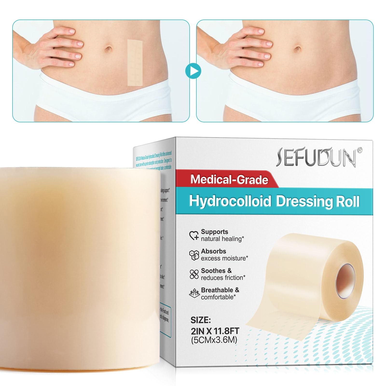 Medical Grade Hydrocolloid Roll (2in x 12ft) – 2in*12ft, Clear