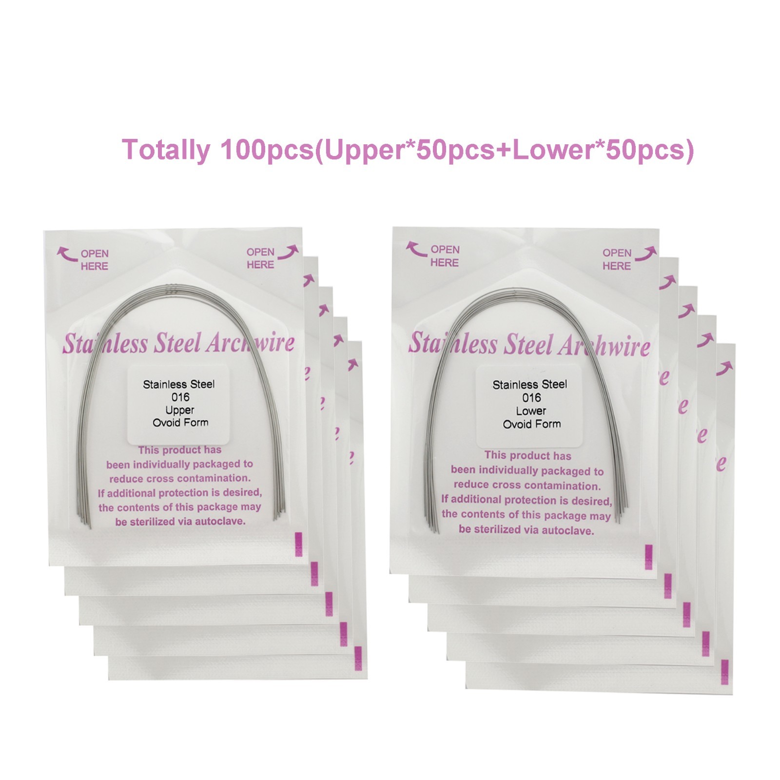 100pcs Dental Orthodontic Arch Wires Niti Stainless Steel Round Rectangular