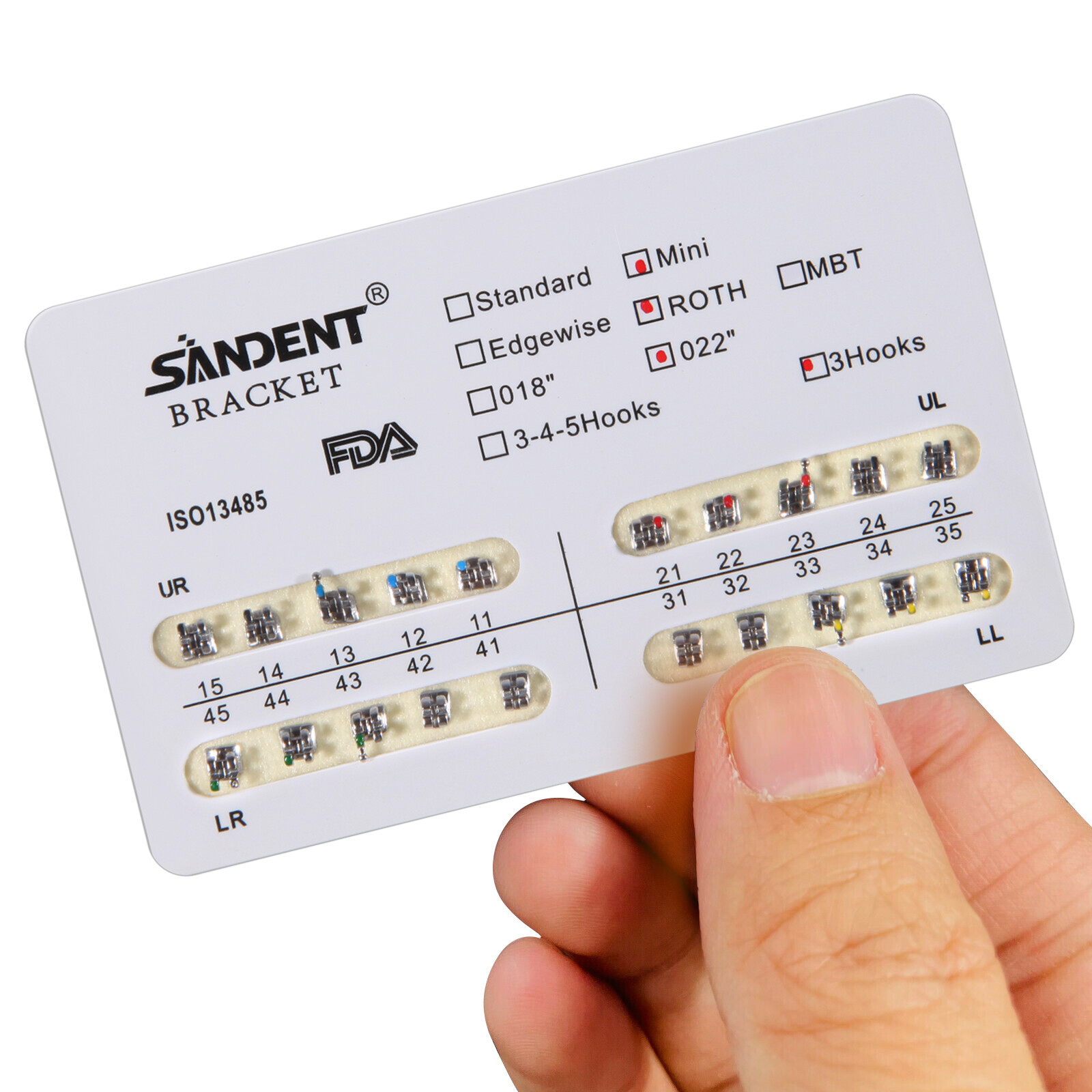 10 Packs SANDENT Dental Orthodontic Brackets Braces Mini Roth 022″Slot 3 Hooks