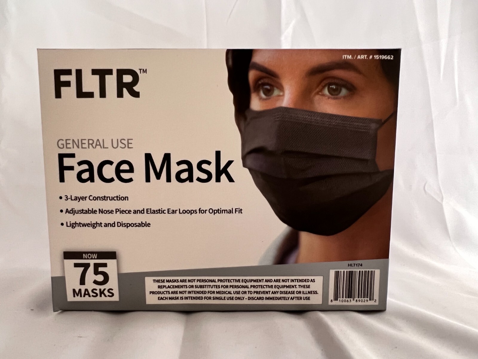 New FLTR 3 Layer Adjustable Disposable Face Mask 375 Count Black – 5 Boxes SAVE