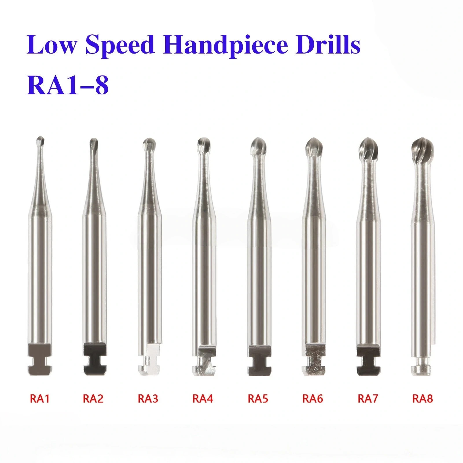 5Pcs/Box Dental Round Carbide Bur for Low Slow Speed Latch Type RA 1# – 8# Burs