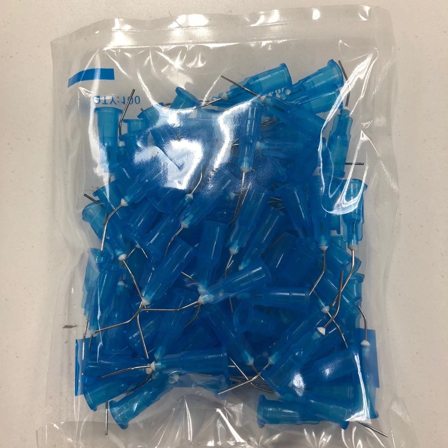 1000 Blue Etch Pre-Bent Applicator Needle Tips, 25 Gauge (10 Bags of 100)