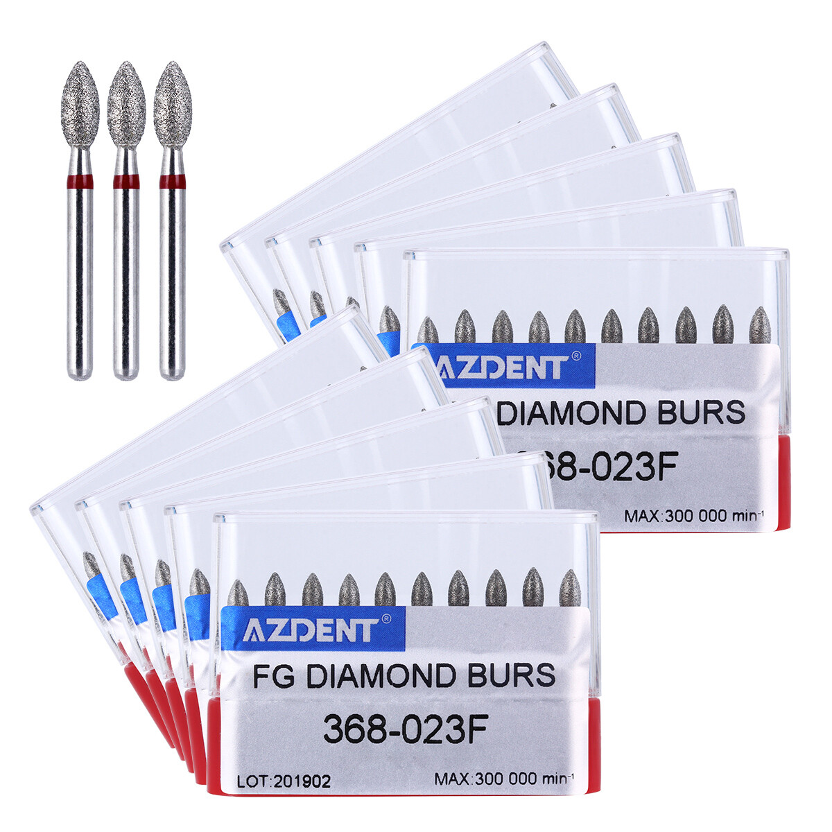 AZDENT Dental Dimond Burs Football #368-023F Fine Red 10Pcs/Pack