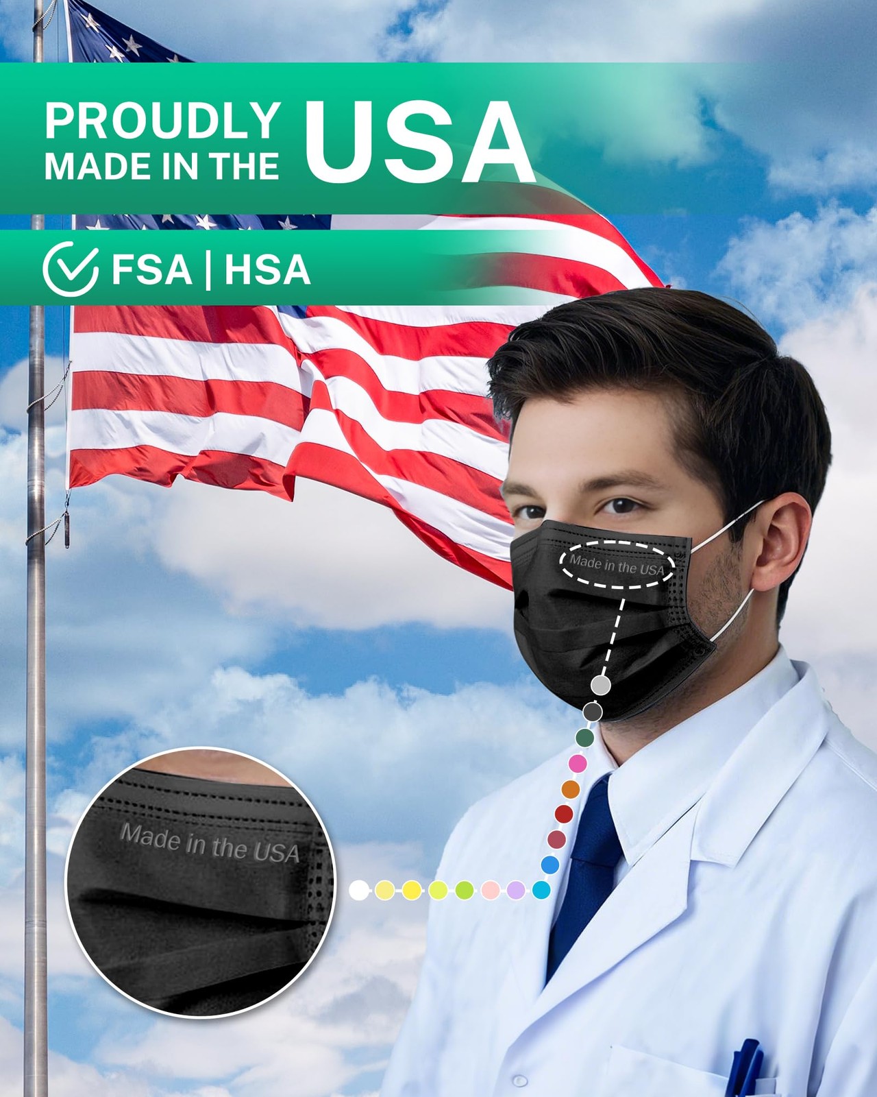 Disposable Face Masks Made in USA, 4 Ply for Families, Students, Breathable A…