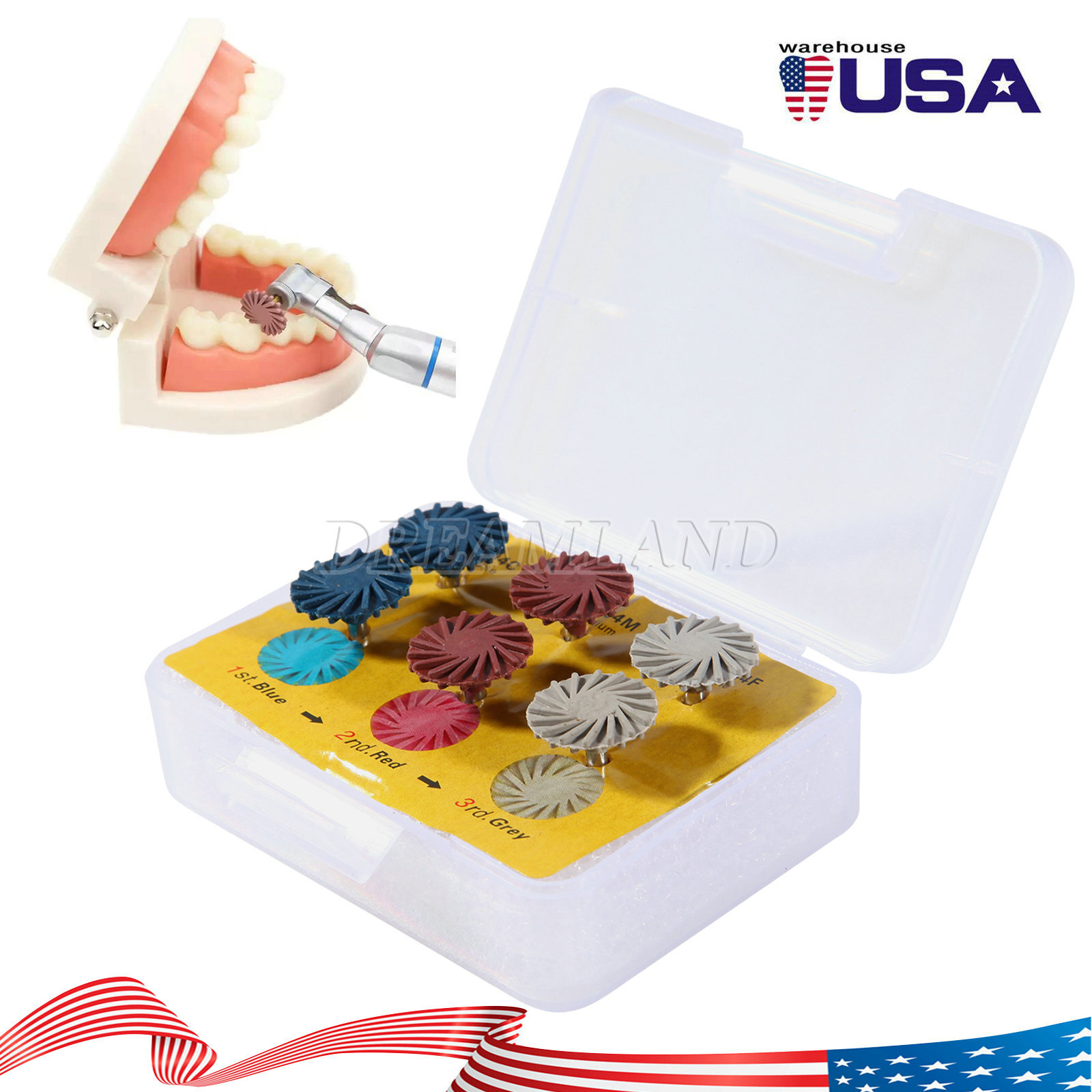 Dental Rubber Polisher Diamond System RA14mm Wheel/ Nylon Prophy Brush SKYSEA