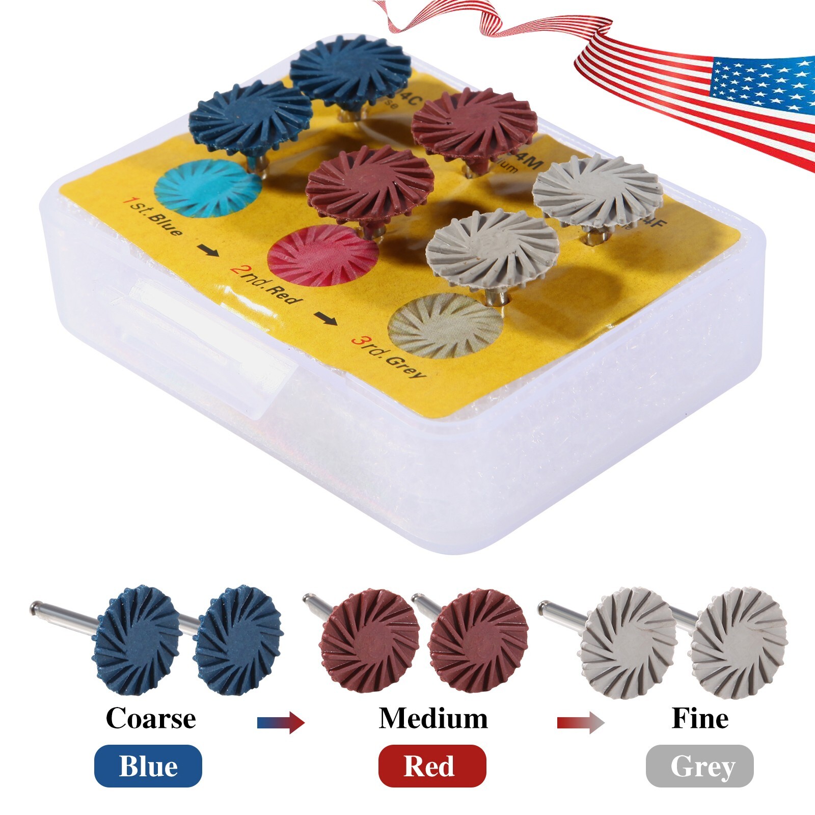 Dental Composite Polishing Kit Diamond RA Polisher Burs For Contra Angle 2.35mm
