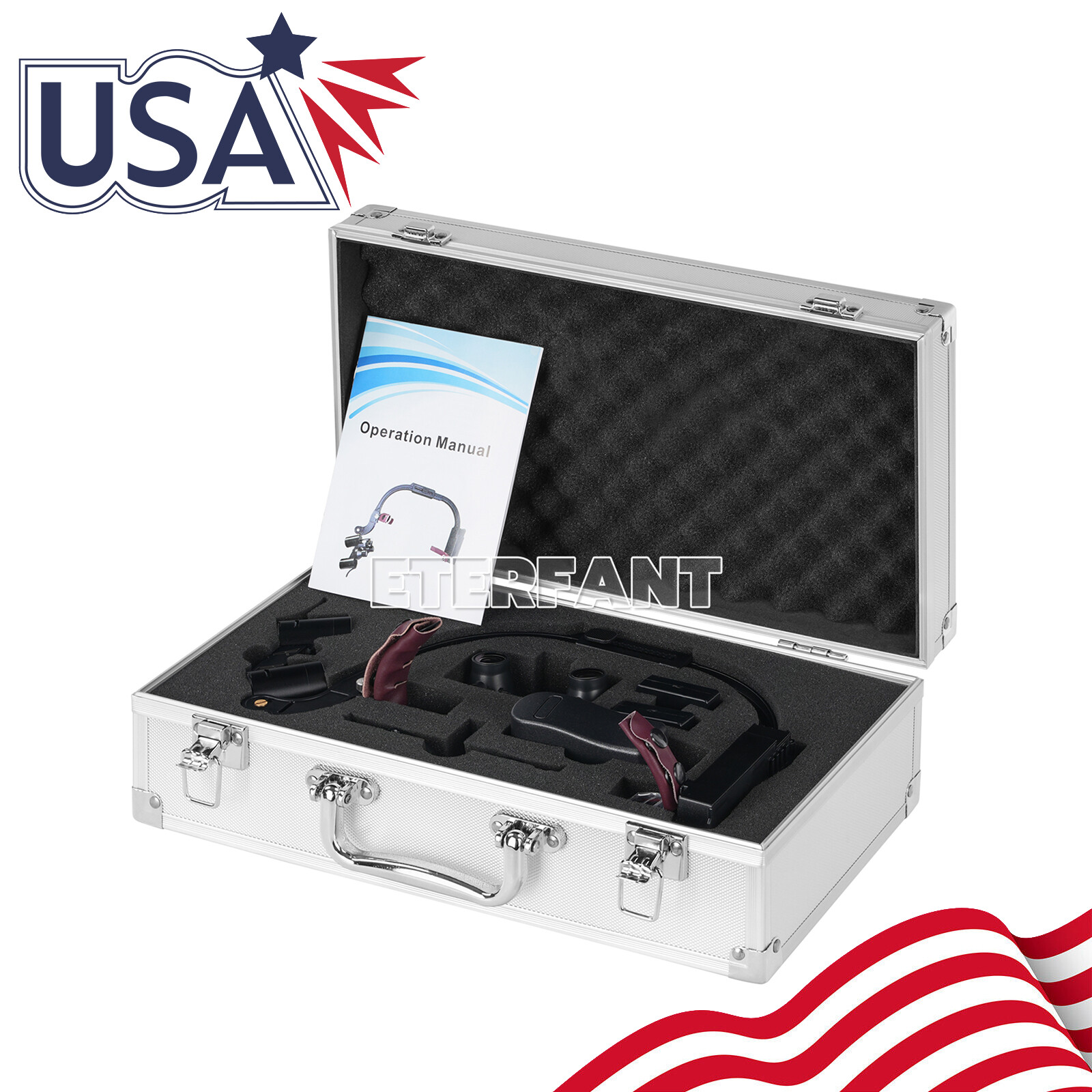 ETERFANT Dental 3.5X Surgical Headband Binocular Loupes+5W LED Head Light 2Leds