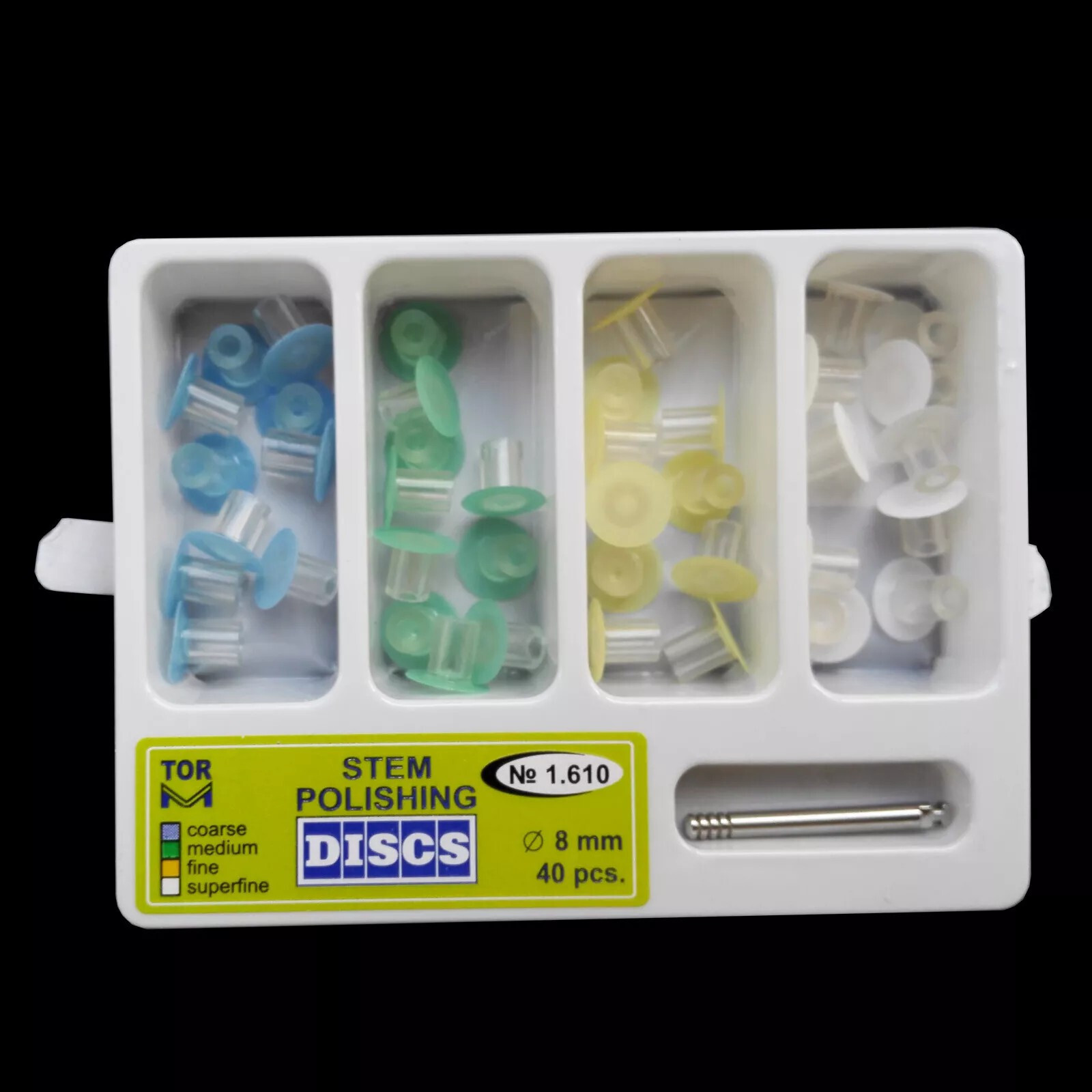 Dental Stem Finishing Polishing Discs, Universal Kit, 40pcs/Pack (8MM) + Mandrel