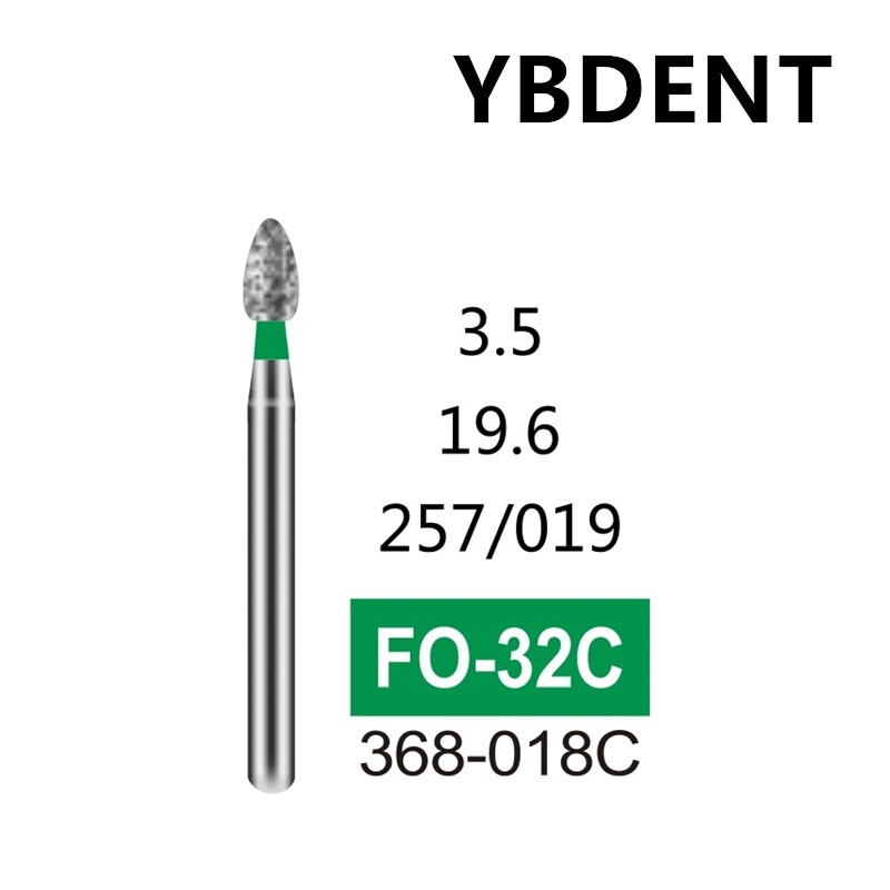 100 PCS FO-32C 368-018C Flame Ogival End Green Coarse Grit Dental Diamond Burs