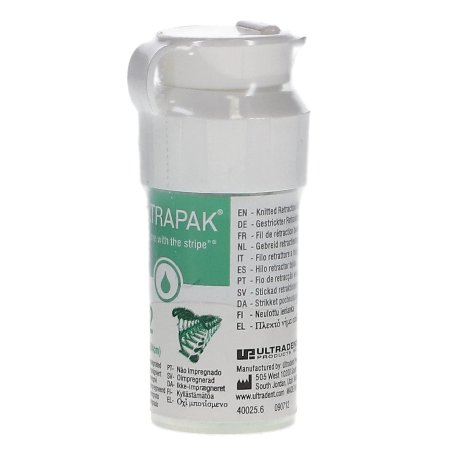 Ultradent 133 Ultrapak Retraction Cord Plain Knitted #2 Green 96″