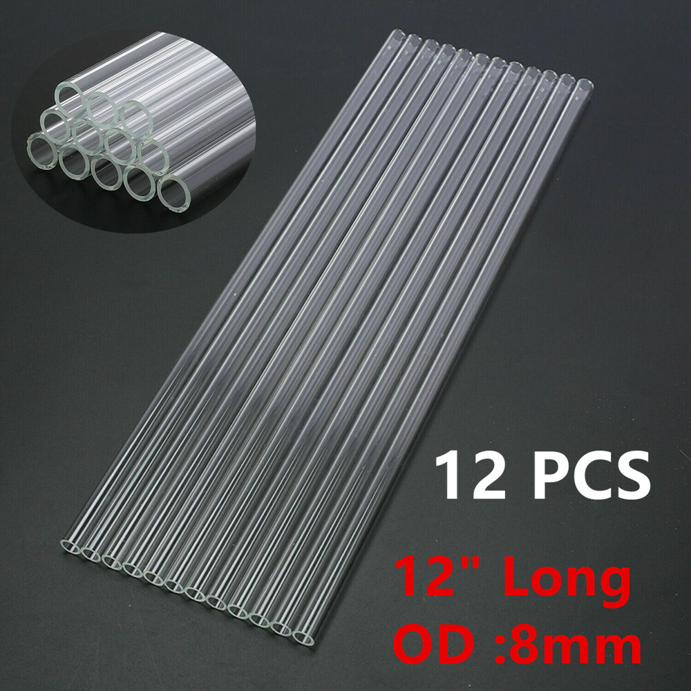 12 x Borosilicate Pyrex Glass Tubing Blowing Tubes 12″ Long 8mm OD 1.2mm Thick