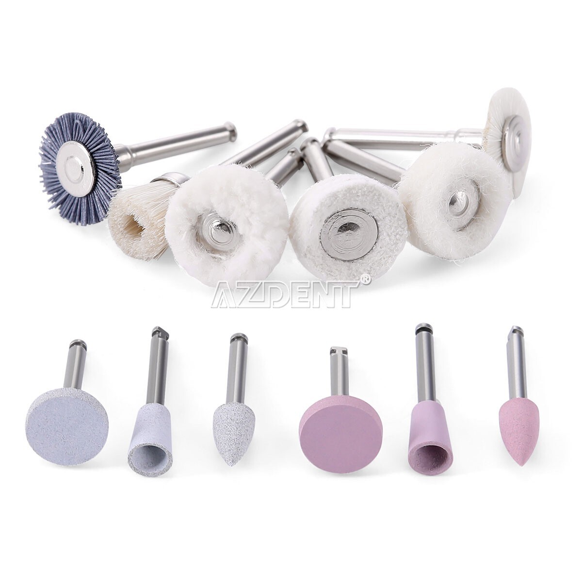 12pcs Dental Diamond Burs Silicon Carbide Felt Wheels Polishing Kit RA 2.35mm US