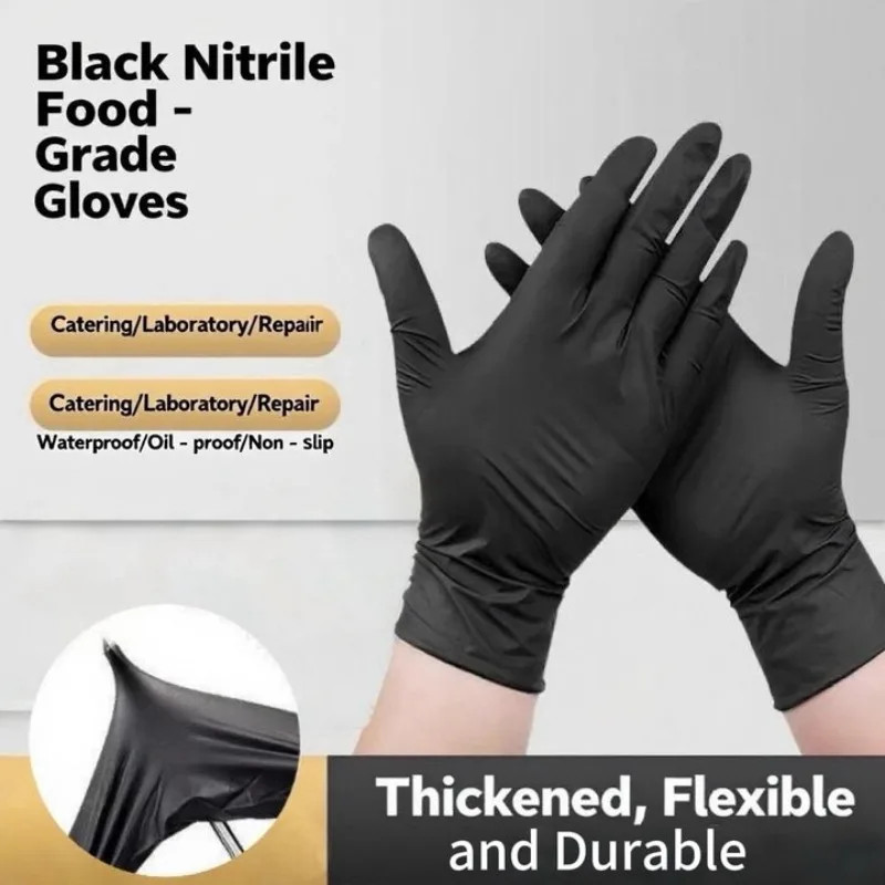 10-400Pcs Disposable Rubber Glove Black Latex Free PVC Gloves Household Kitchen