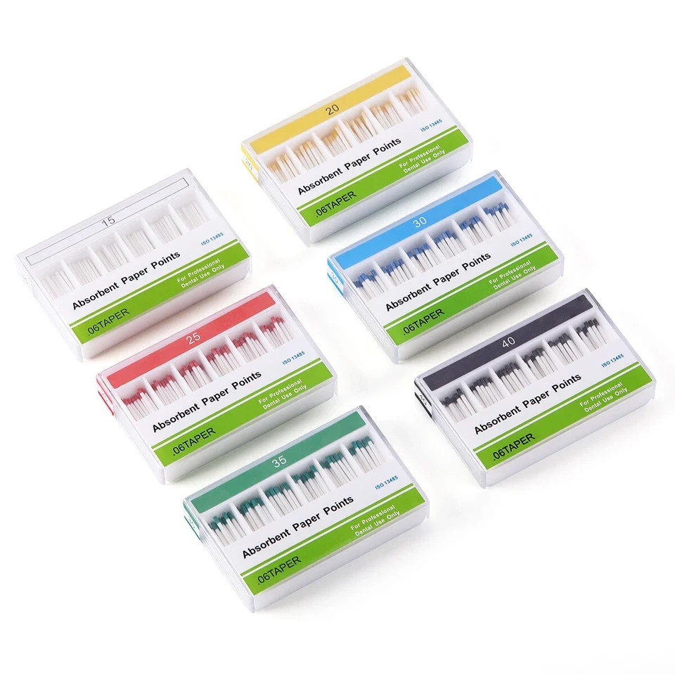 Dental Root Endodontic Absorbent Paper Points Taper 0.04/ 0.02 /0.06 15#-40#