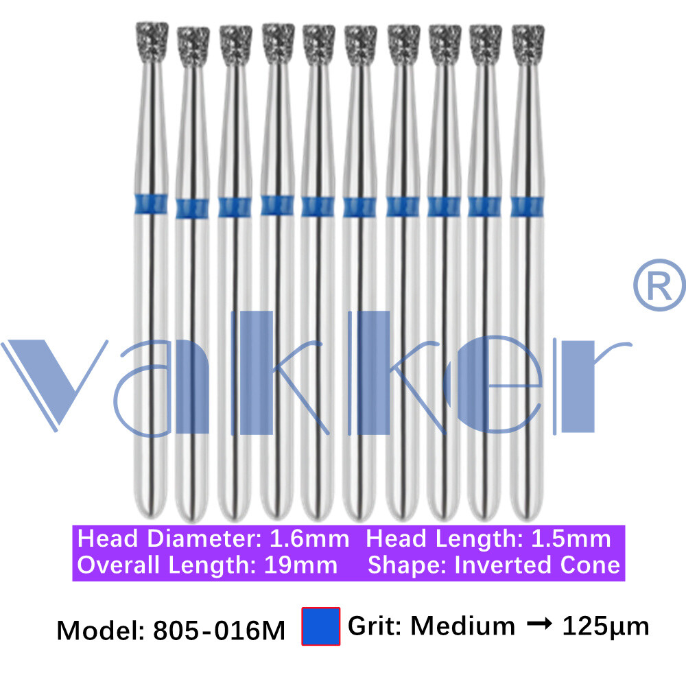 Vakker 10pc Dental Diamond Burs Inverted Cone & Amalgam Buster Handpiece Bur