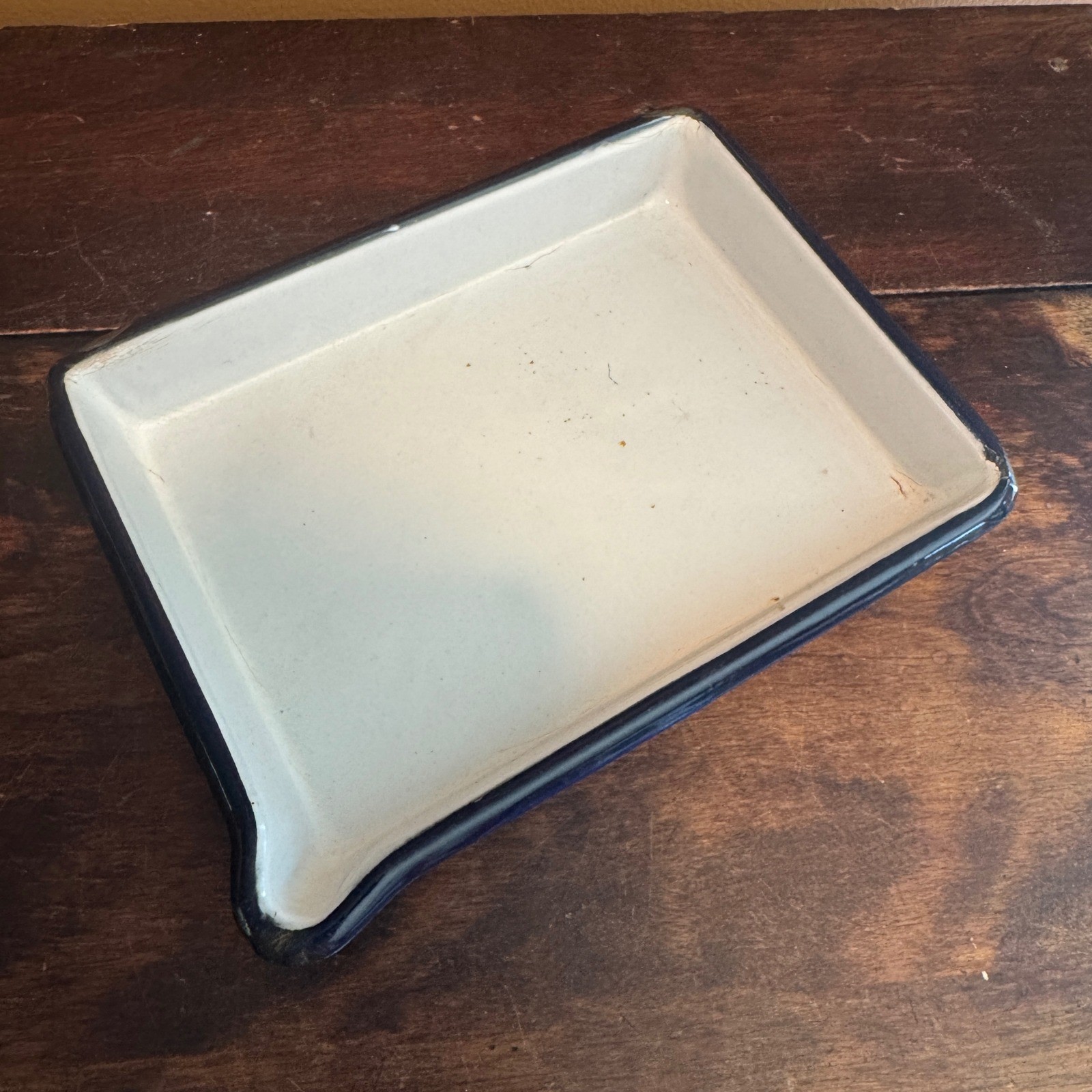 Vintage White Enamelware Tray Montauk Germany Medical Distressed