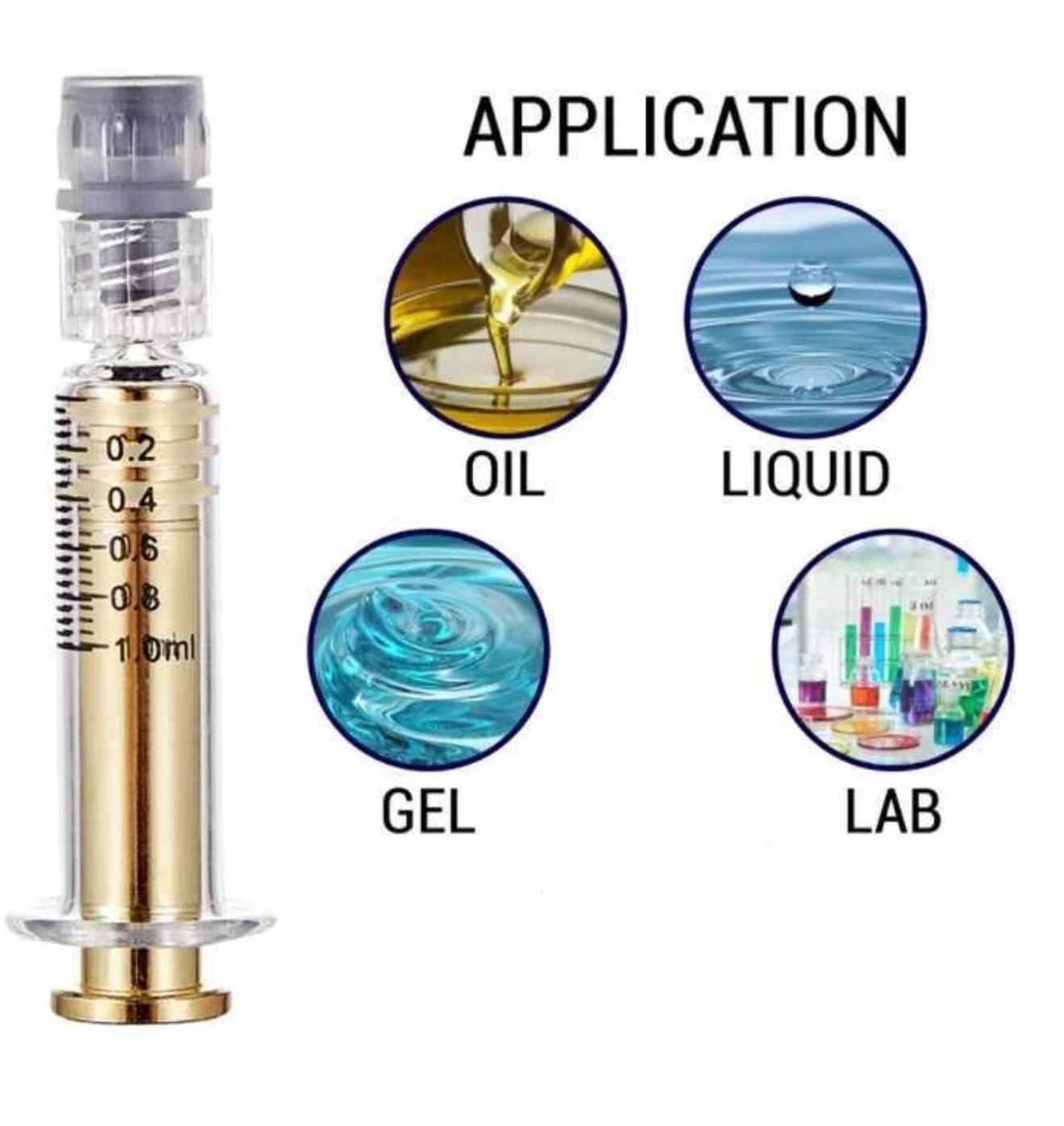 10Pcs 1ml Borosilicate Glass Syringe Oil Liquid Dispenser with Metal Luer Lock