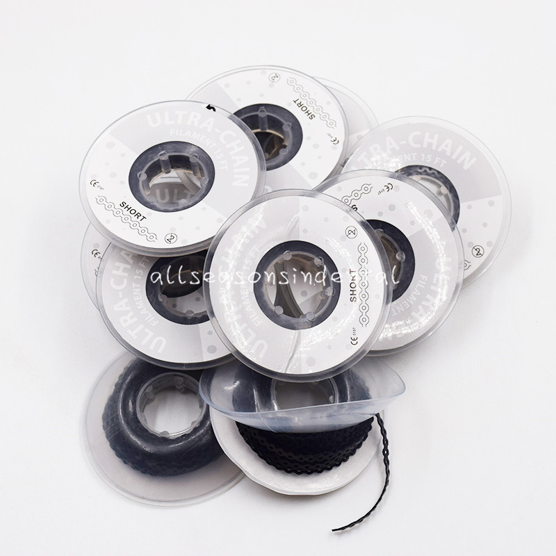 Dental Orthodontic Elastic Rubber Bands Power Chain Black Long/Short/Continuous