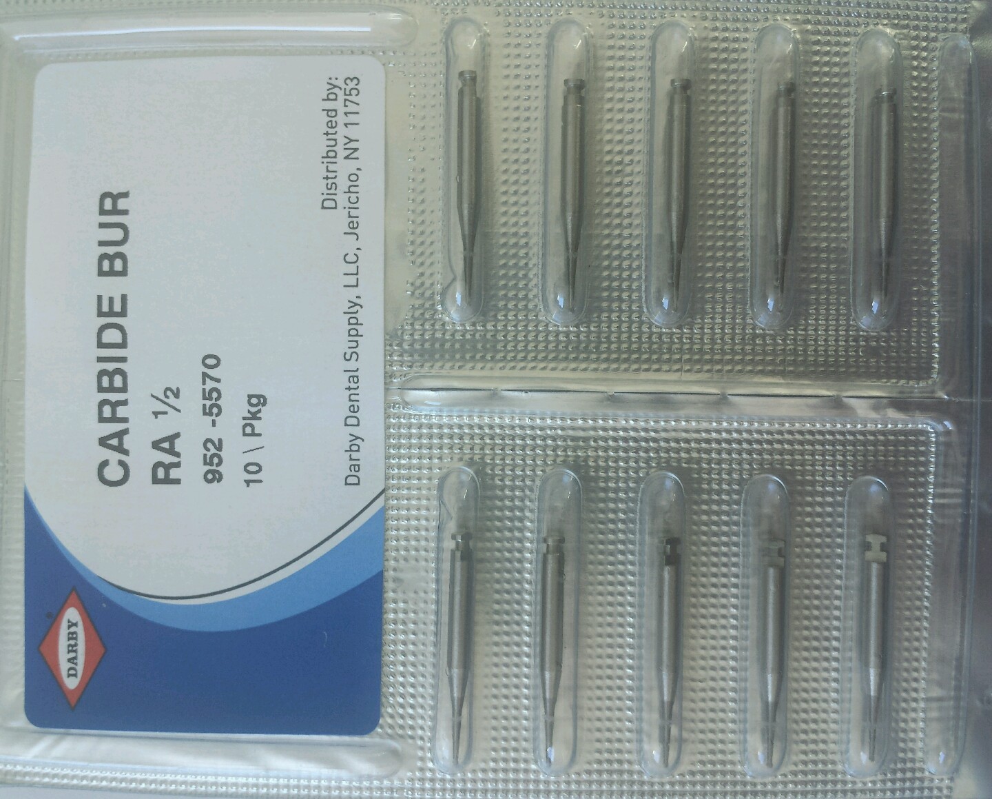 Darby Carbide Round Bur RA 1/2 Pack of 10 Dental England Latch Type