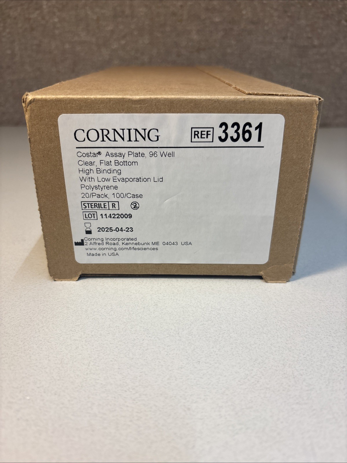 CORNING 3361 96-Well EIA/RIA Clear PS High Bind Microplates w/ Lid, 20/Pack