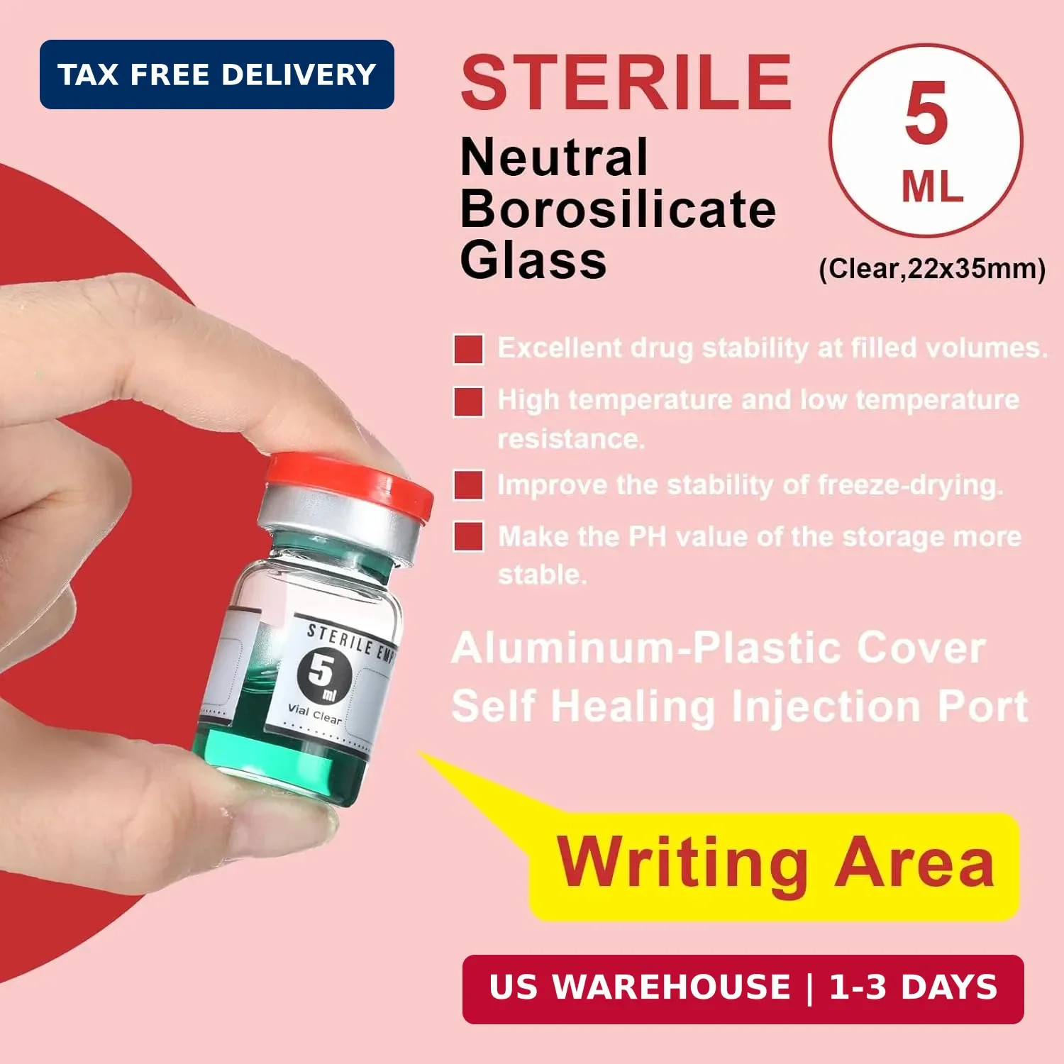 Threlaco 20 Pcs 5ml Sealed Sterile Empty Vials with Self Healing Injection Port