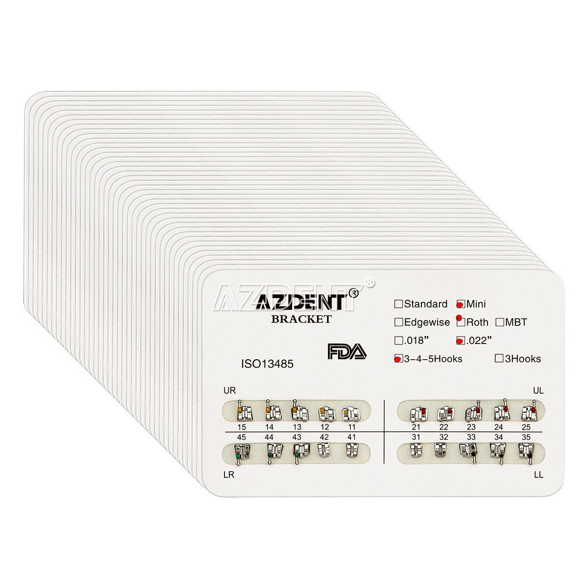 50Pack AZDENT Dental Orthodontic Metal Brackets Braces Mini Roth.022 345 Hooks