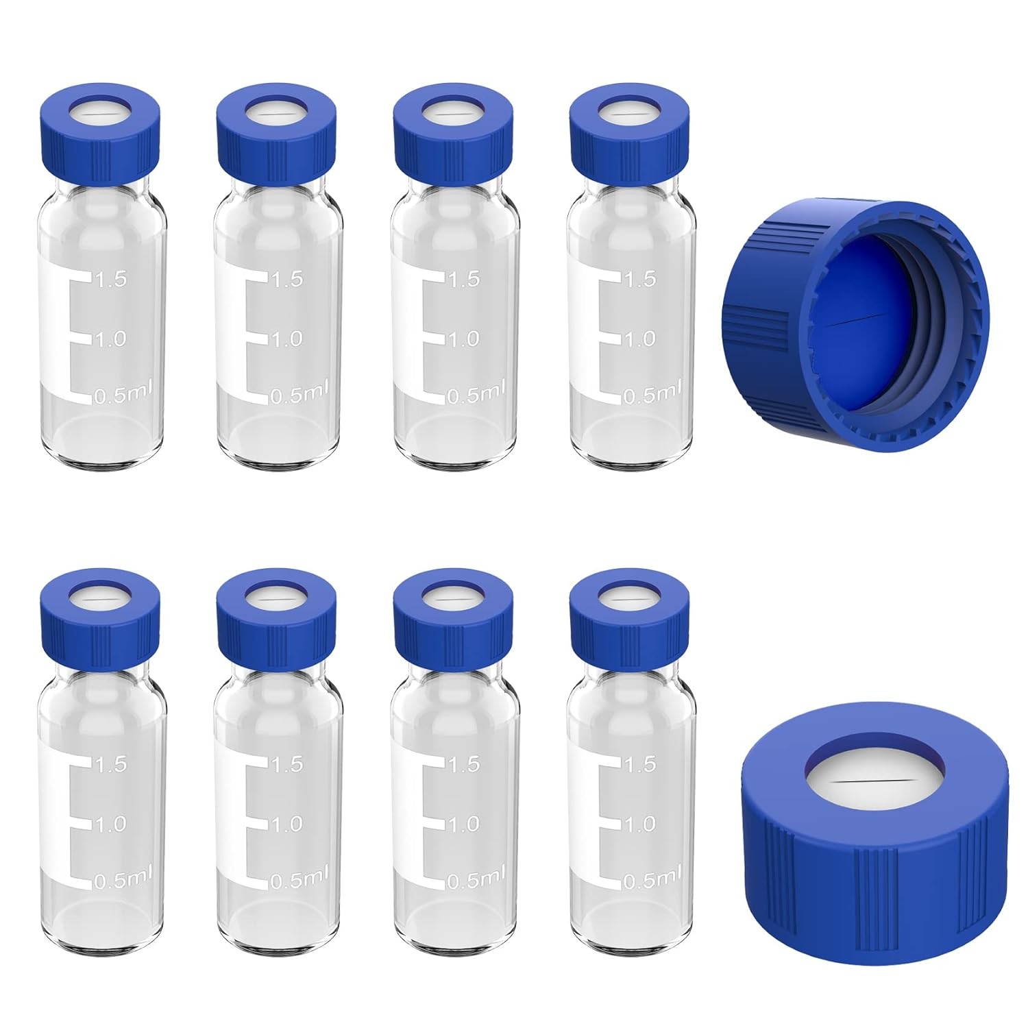 1000x 2ml Autosampler Vials w/ Pre Slit Screw Cap 9-425 HPLC Clear Sample Vials