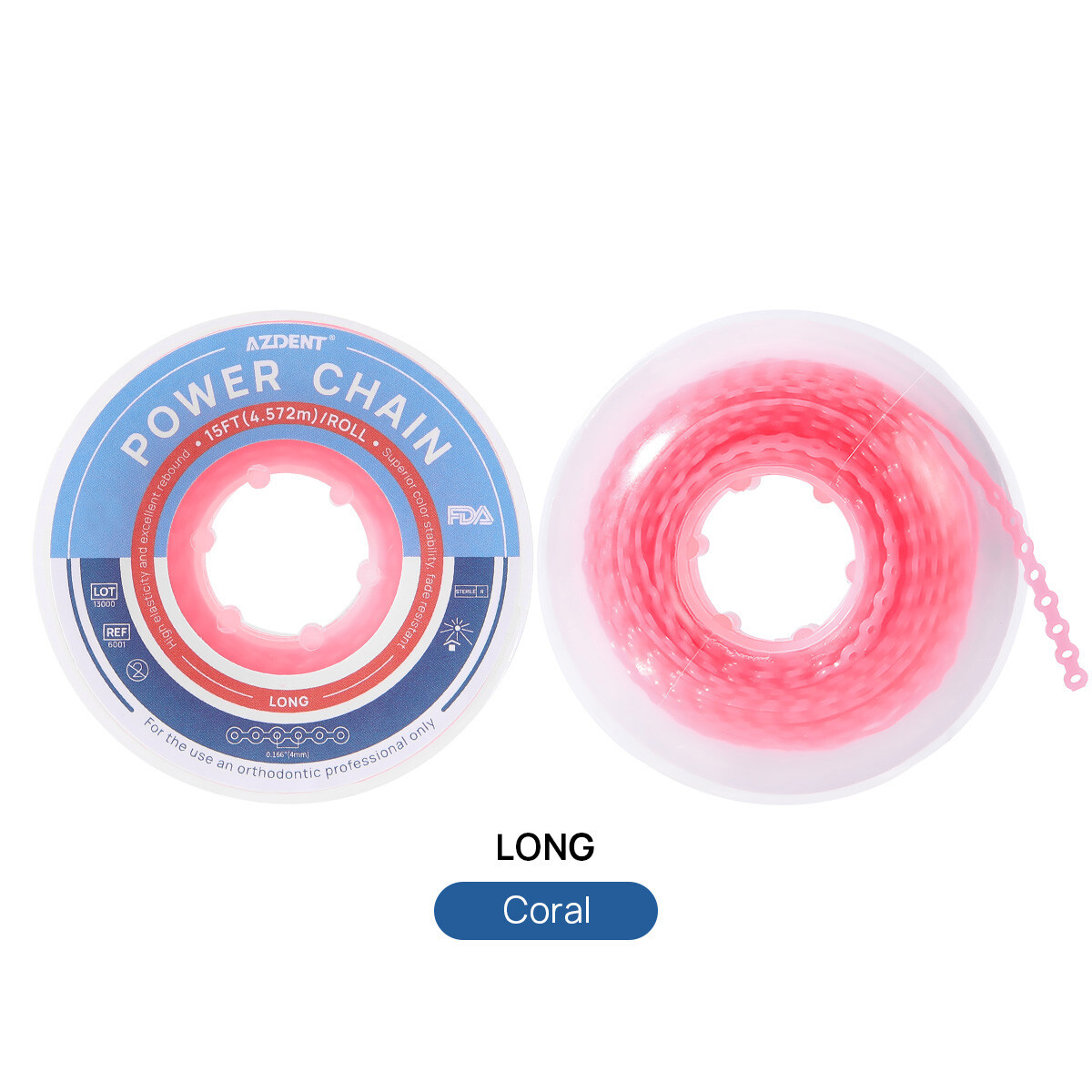Dental Ortho Elastic Rubber Power Chain Braces Bands Short/Long/Close AZDENT