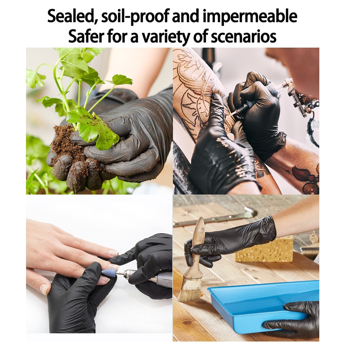Black Vinyl Gloves, Disposable & Powder Free, Latex Free, Food Safe,100 PCS